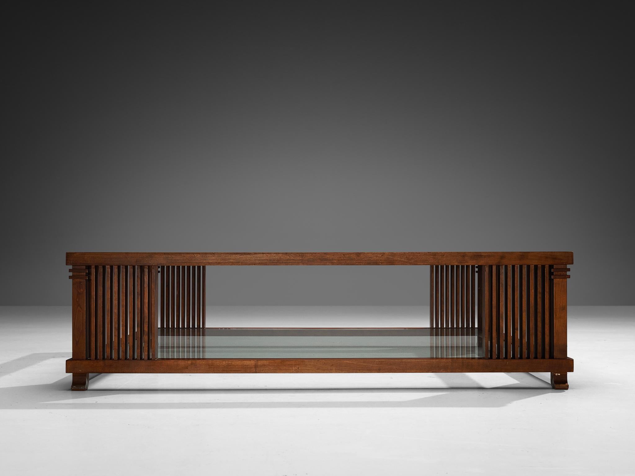 Italian Frank Lloyd Wright for Cassina 'Robie' Coffee Table in Maple and Glass  For Sale