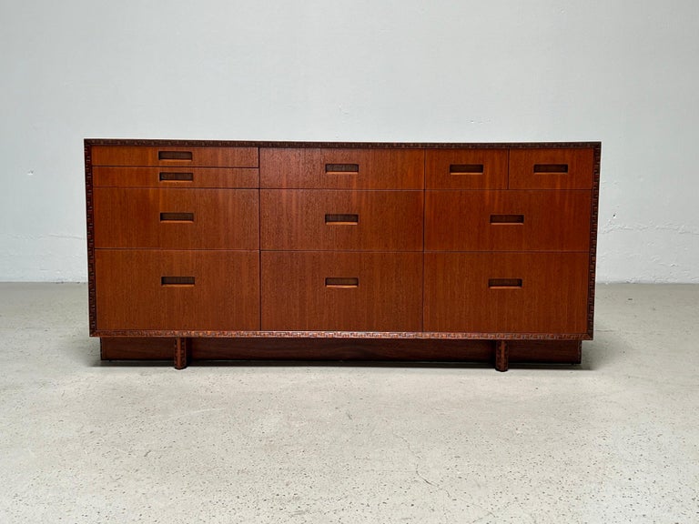 A chest of drawers designed by Frank Lloyd Wright for Henredon.