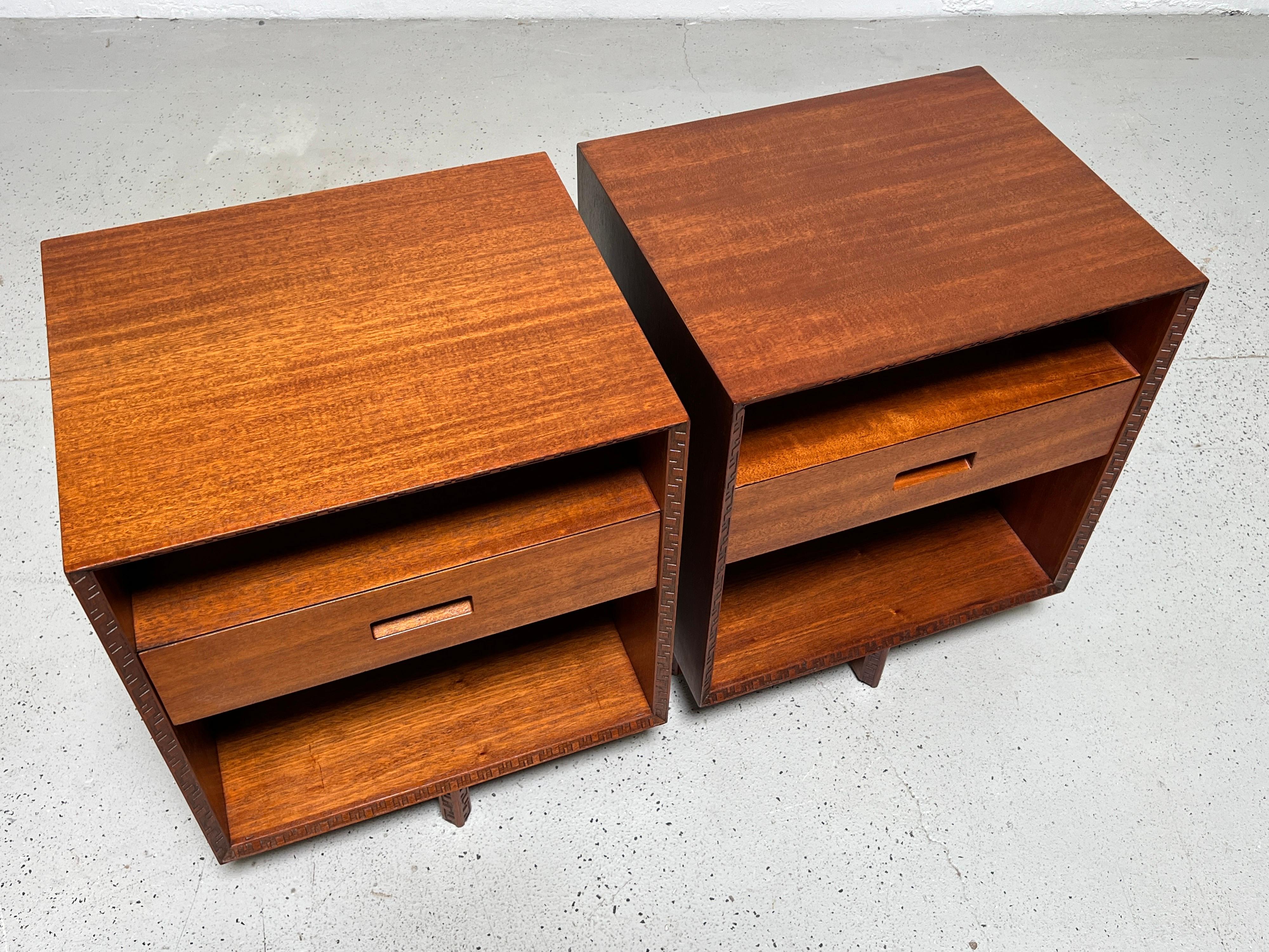 Mid-20th Century Frank Lloyd Wright for Henredon Pair of Nightstands