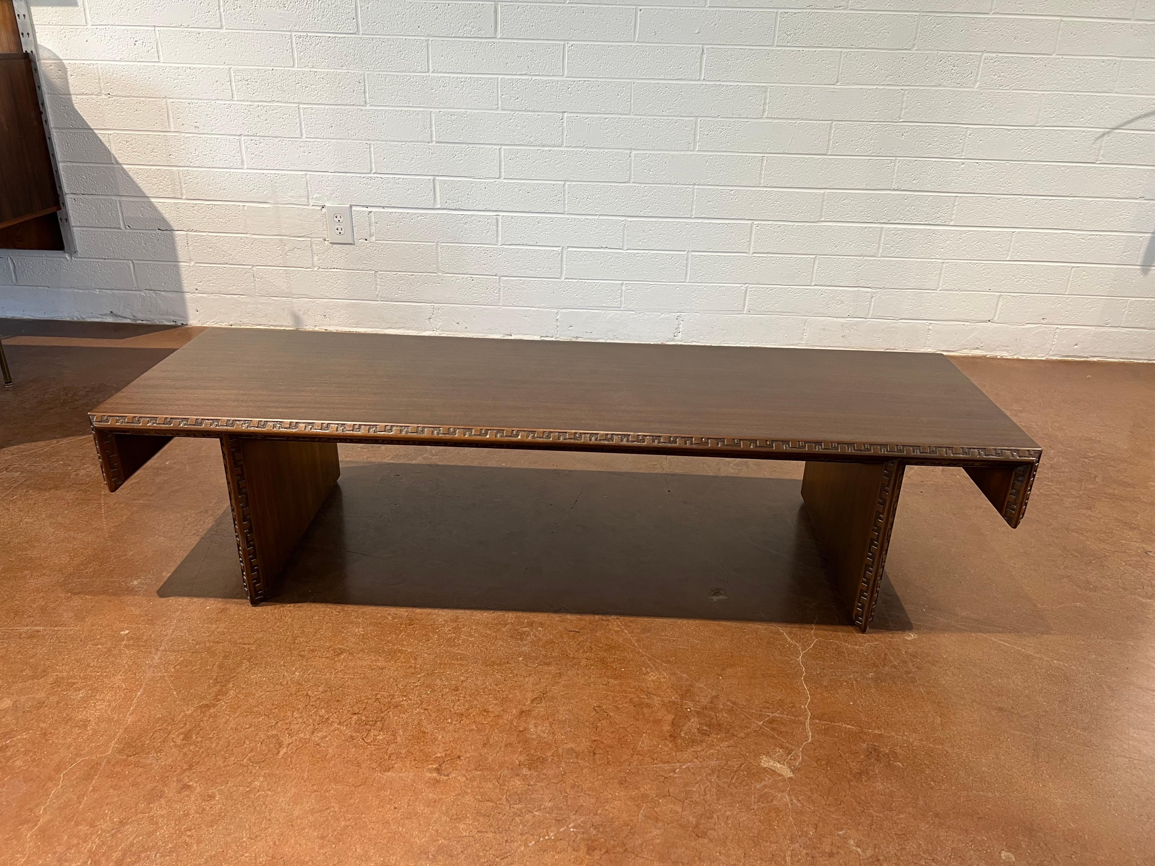Mid-Century Modern Frank Lloyd Wright for Henredon Taliesin Coffee Table/Bench  For Sale