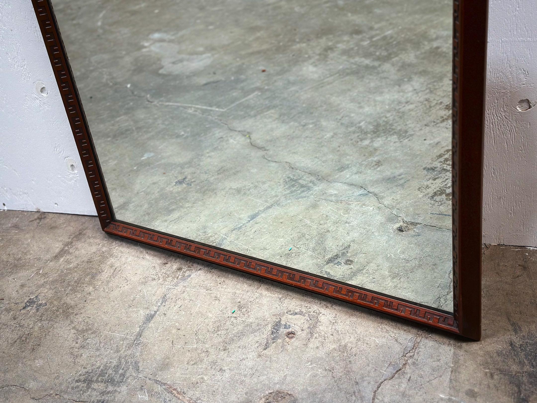 Glass Frank Lloyd Wright for Henredon - Taliesin Group Mirror - Mahogany - Circa 1955 For Sale