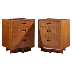 Frank Lloyd Wright for Henredon Taliesin Mid Century Mahogany Nightstands - Pair