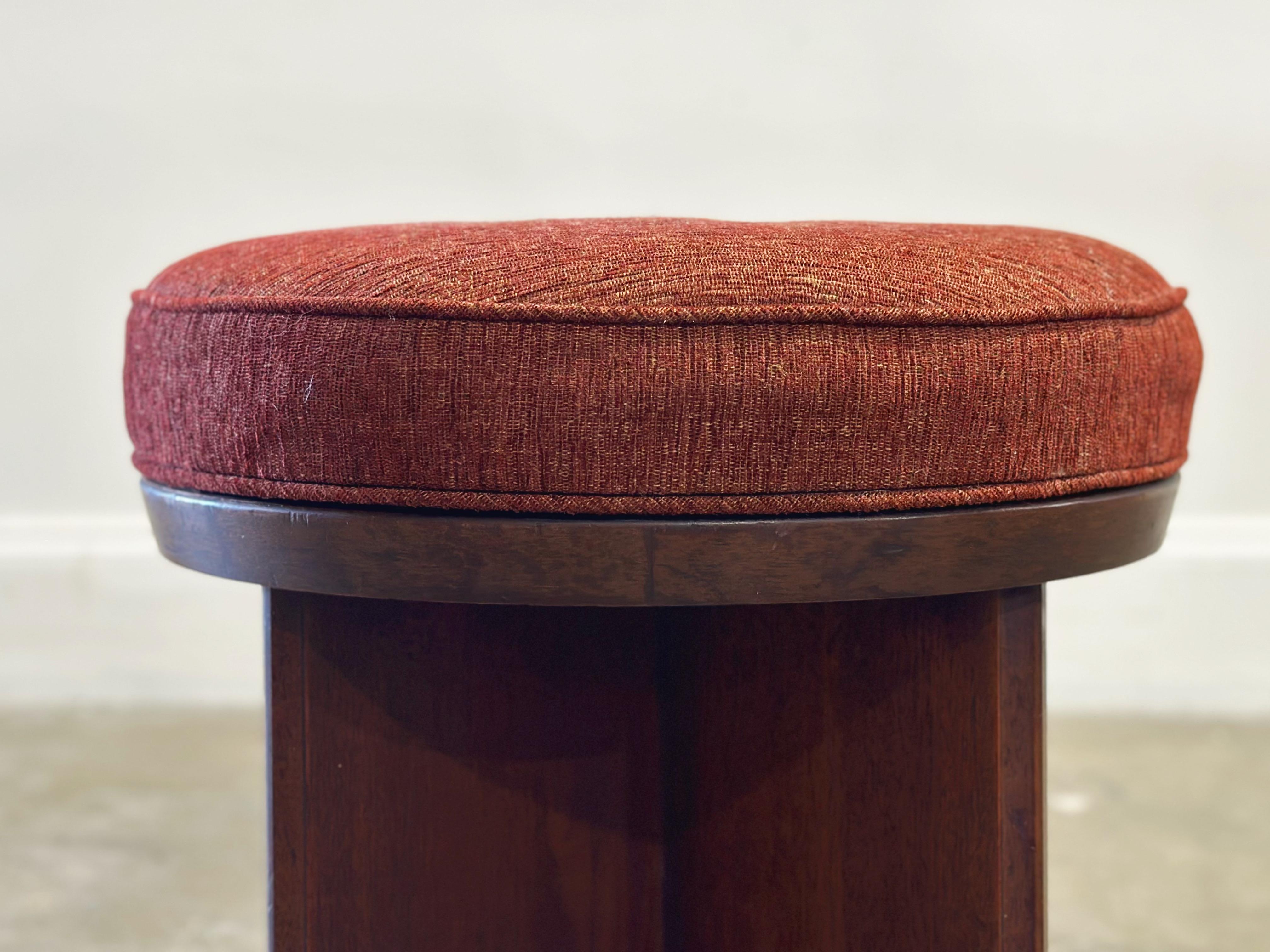 Mid-Century Modern Frank Lloyd Wright for Henredon - Taliesin Vanity Stool - Mahogany - Circa 1955