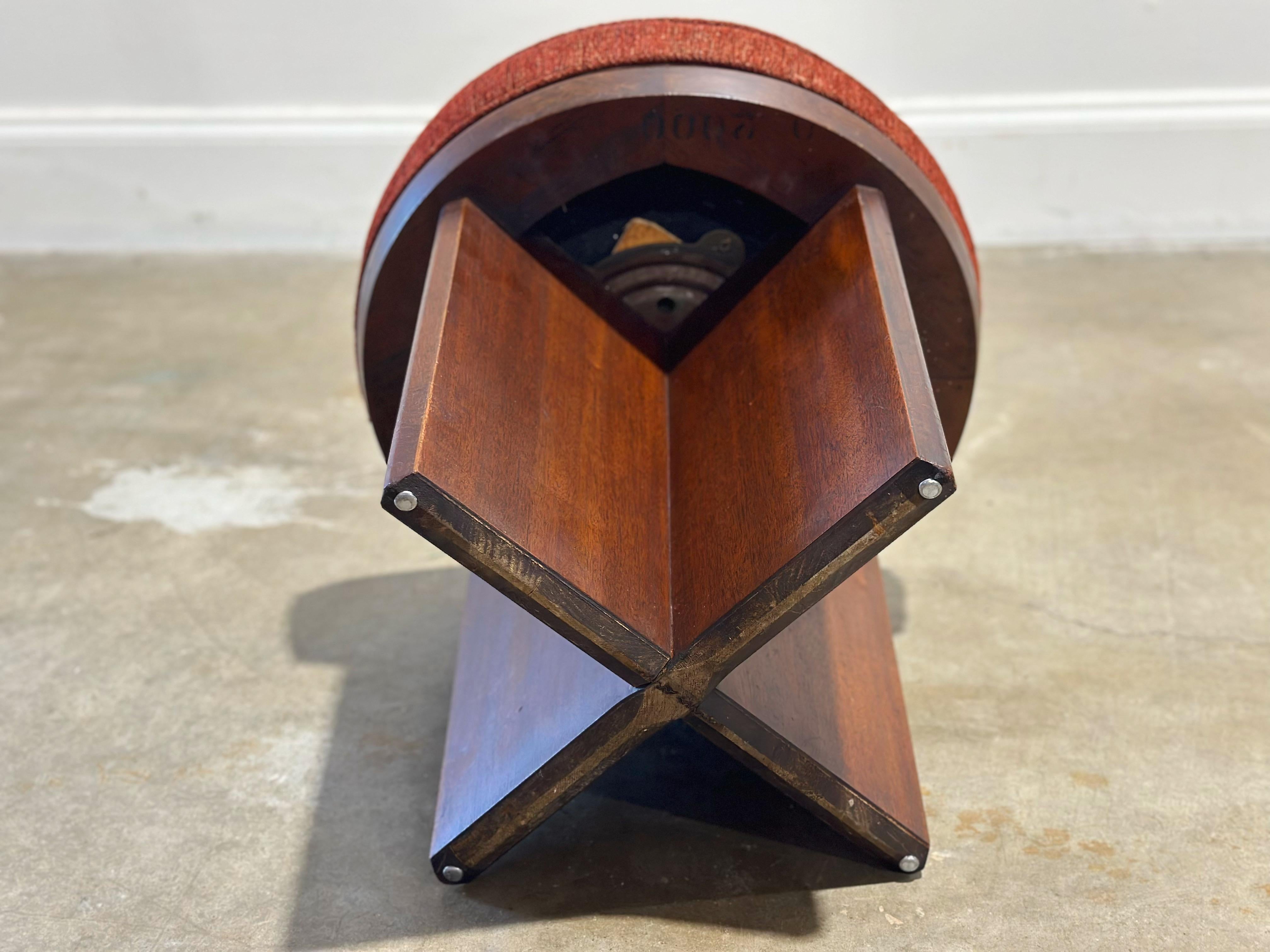 Fabric Frank Lloyd Wright for Henredon - Taliesin Vanity Stool - Mahogany - Circa 1955