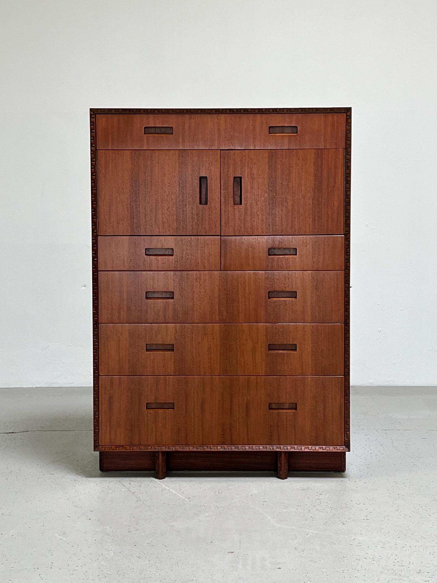 A mahogany chest designed by Frank Lloyd Wright for Henredon.
