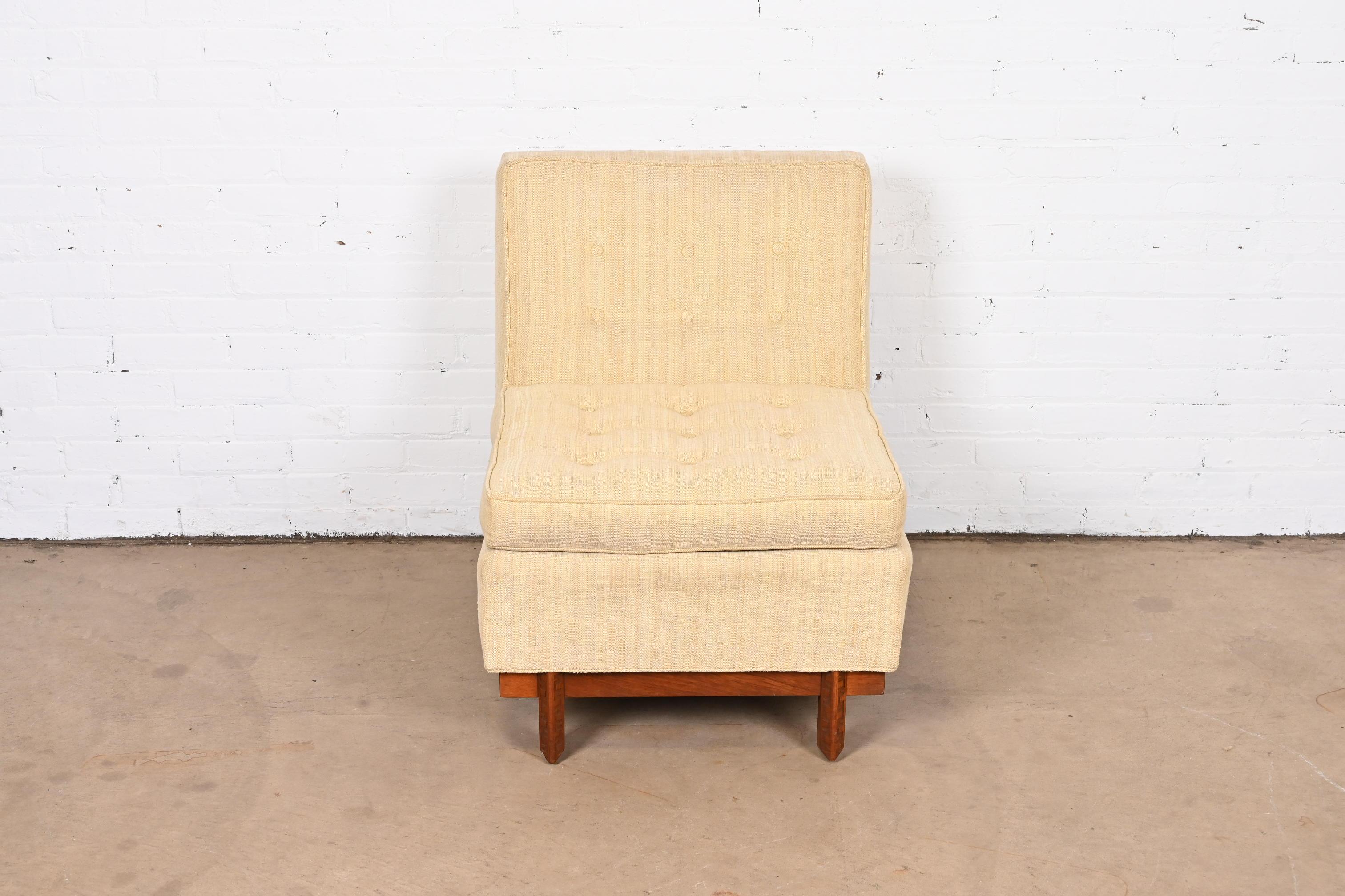 Upholstery Frank Lloyd Wright for Heritage Henredon Taliesin Armless Lounge Chair, 1950s