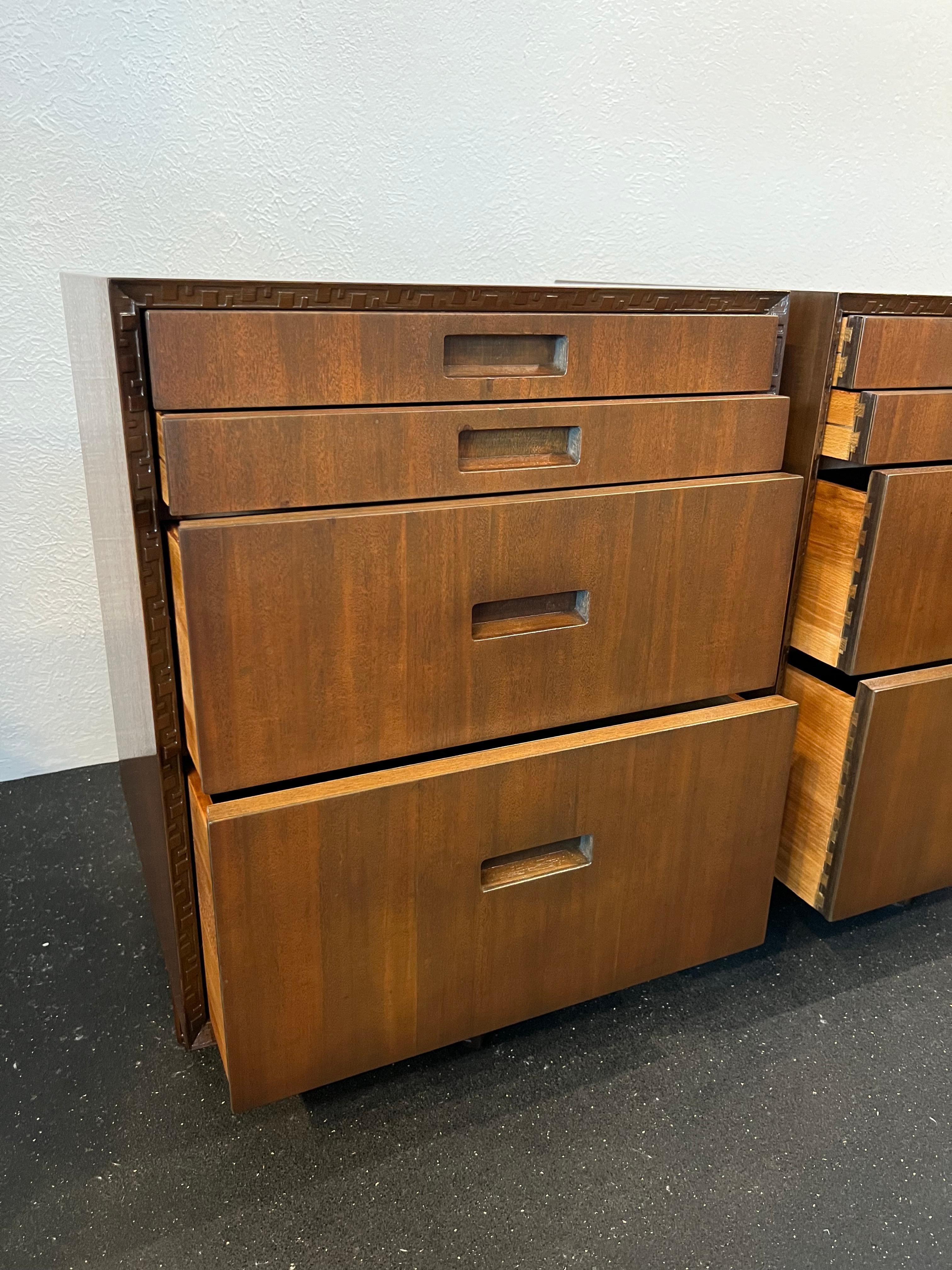 Mid-Century Modern Frank Lloyd Wright for Heritage Henredon “Taliesin” Cabinets- A Pair For Sale