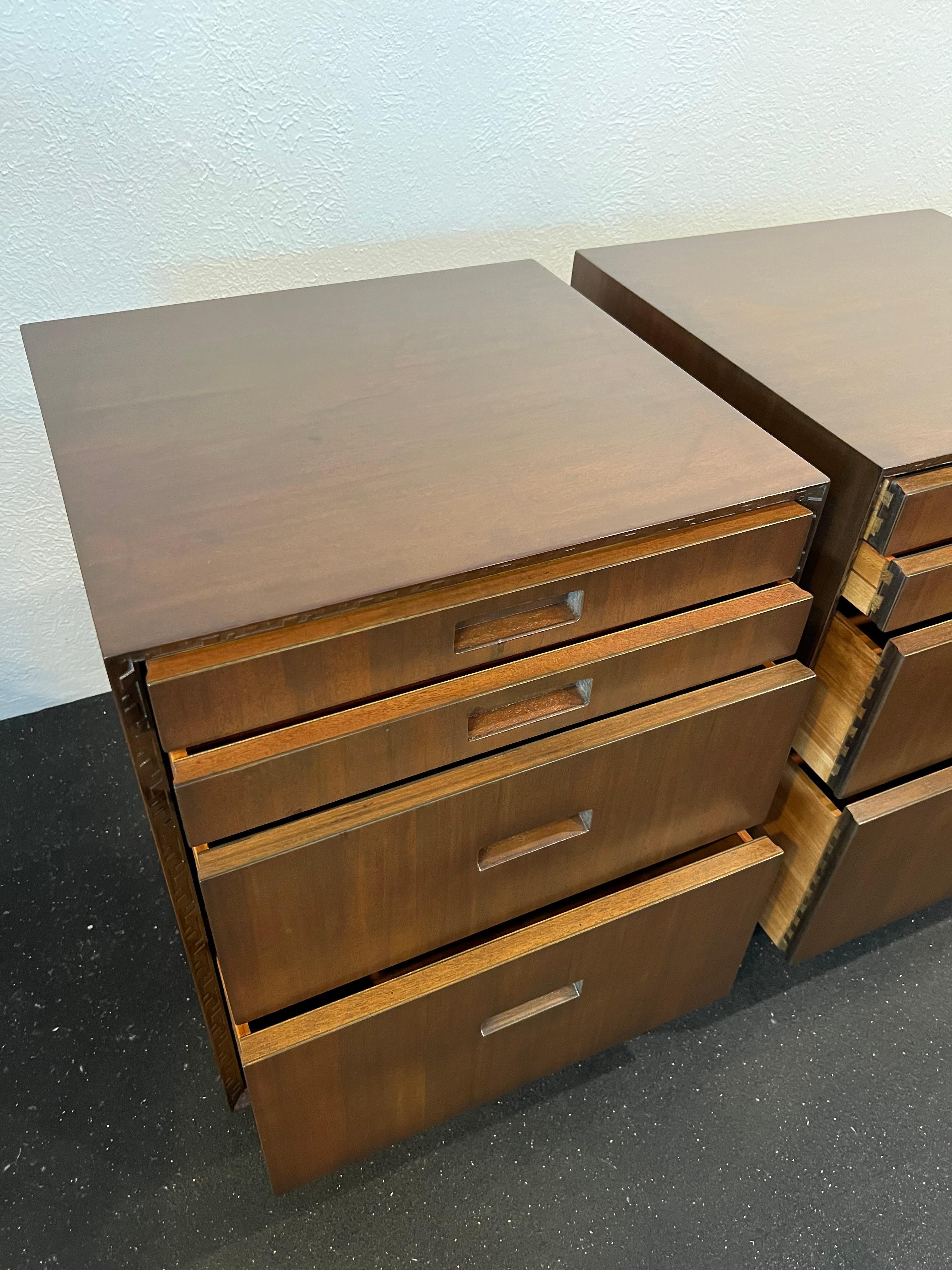 Mid-20th Century Frank Lloyd Wright for Heritage Henredon “Taliesin” Cabinets- A Pair For Sale