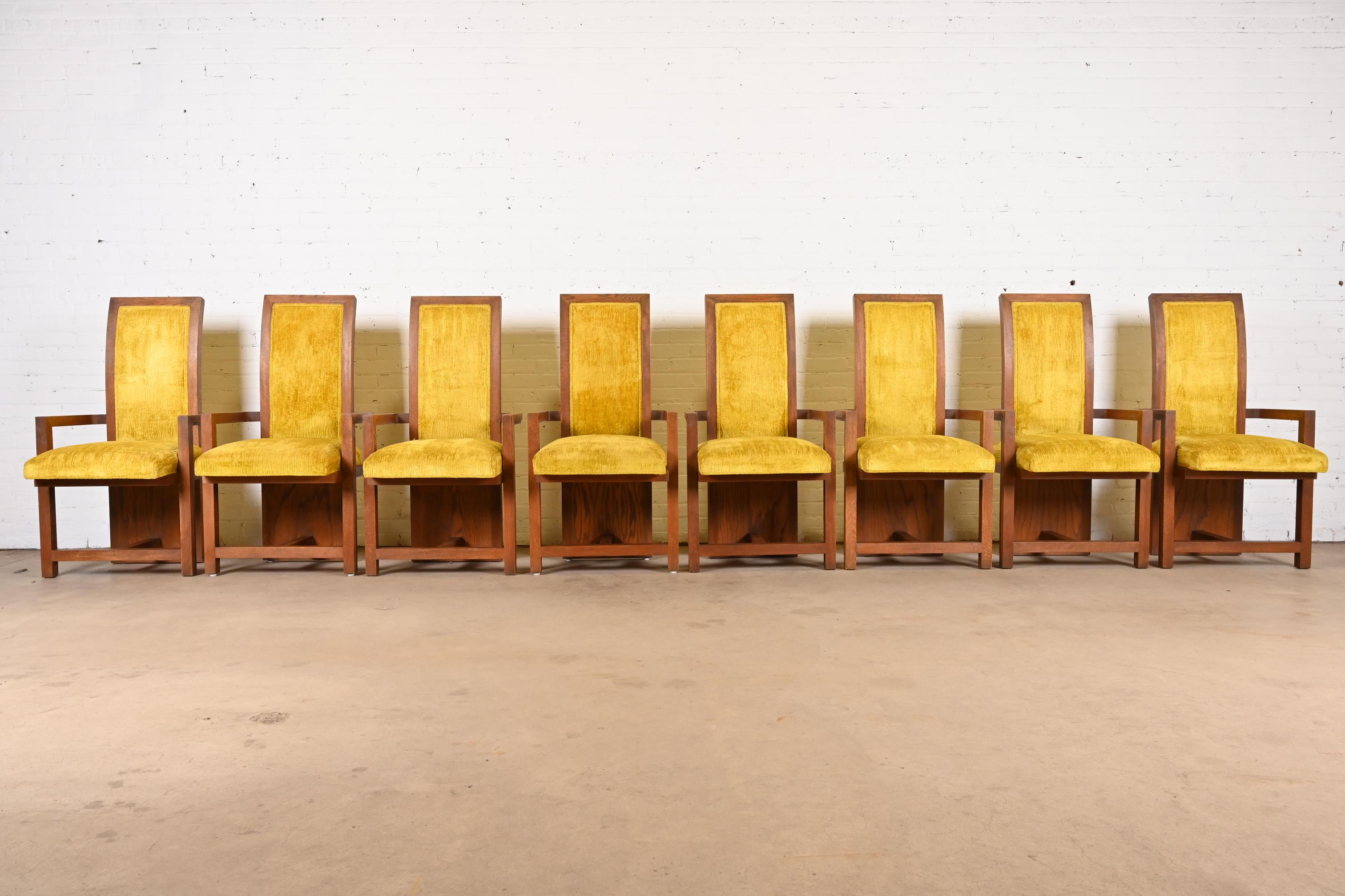 Mid-Century Modern Frank Lloyd Wright for Heritage Henredon Taliesin Dining Armchairs, Set of 8 For Sale