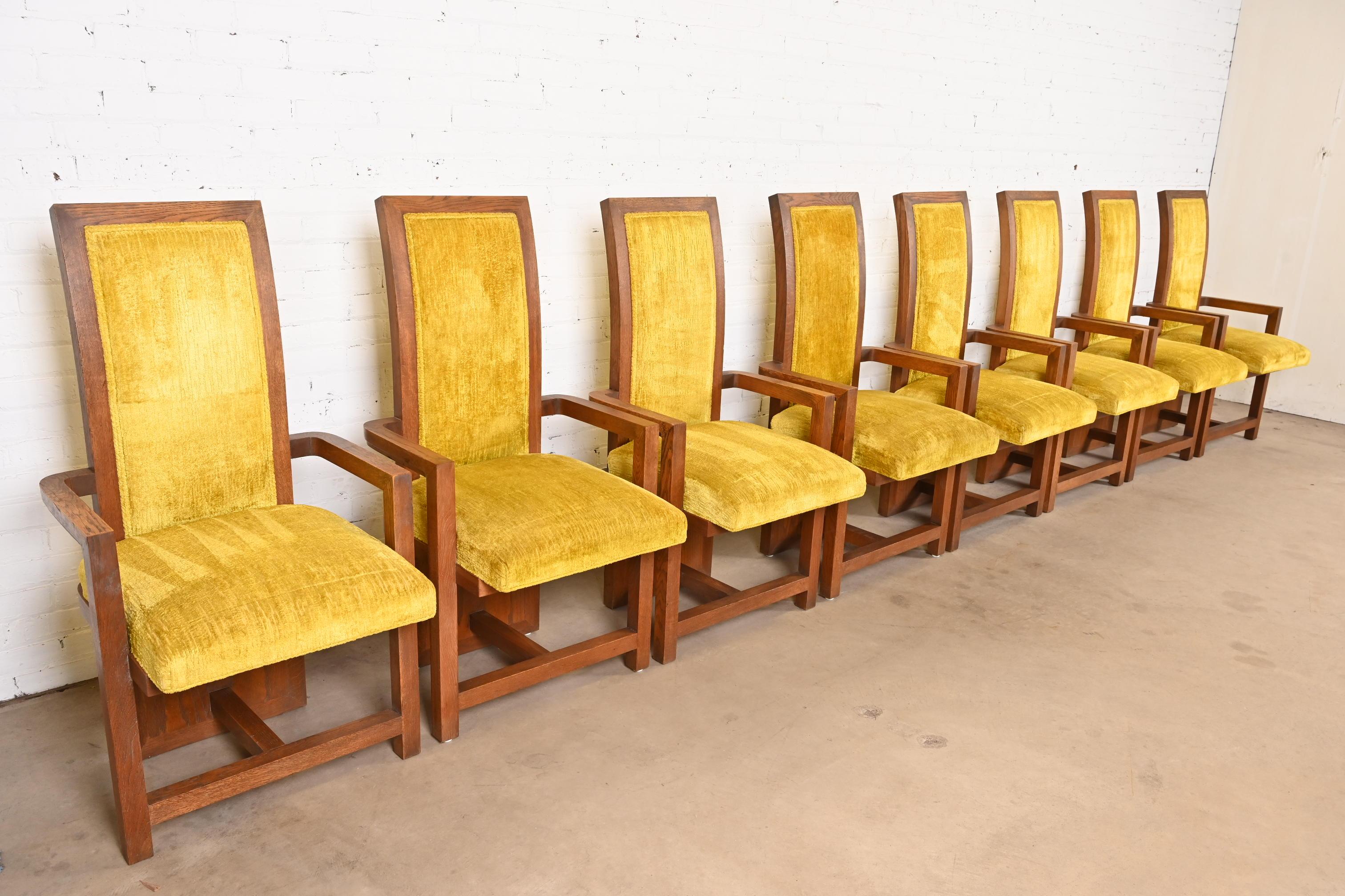 Frank Lloyd Wright for Heritage Henredon Taliesin Dining Armchairs, Set of 8 In Good Condition For Sale In South Bend, IN
