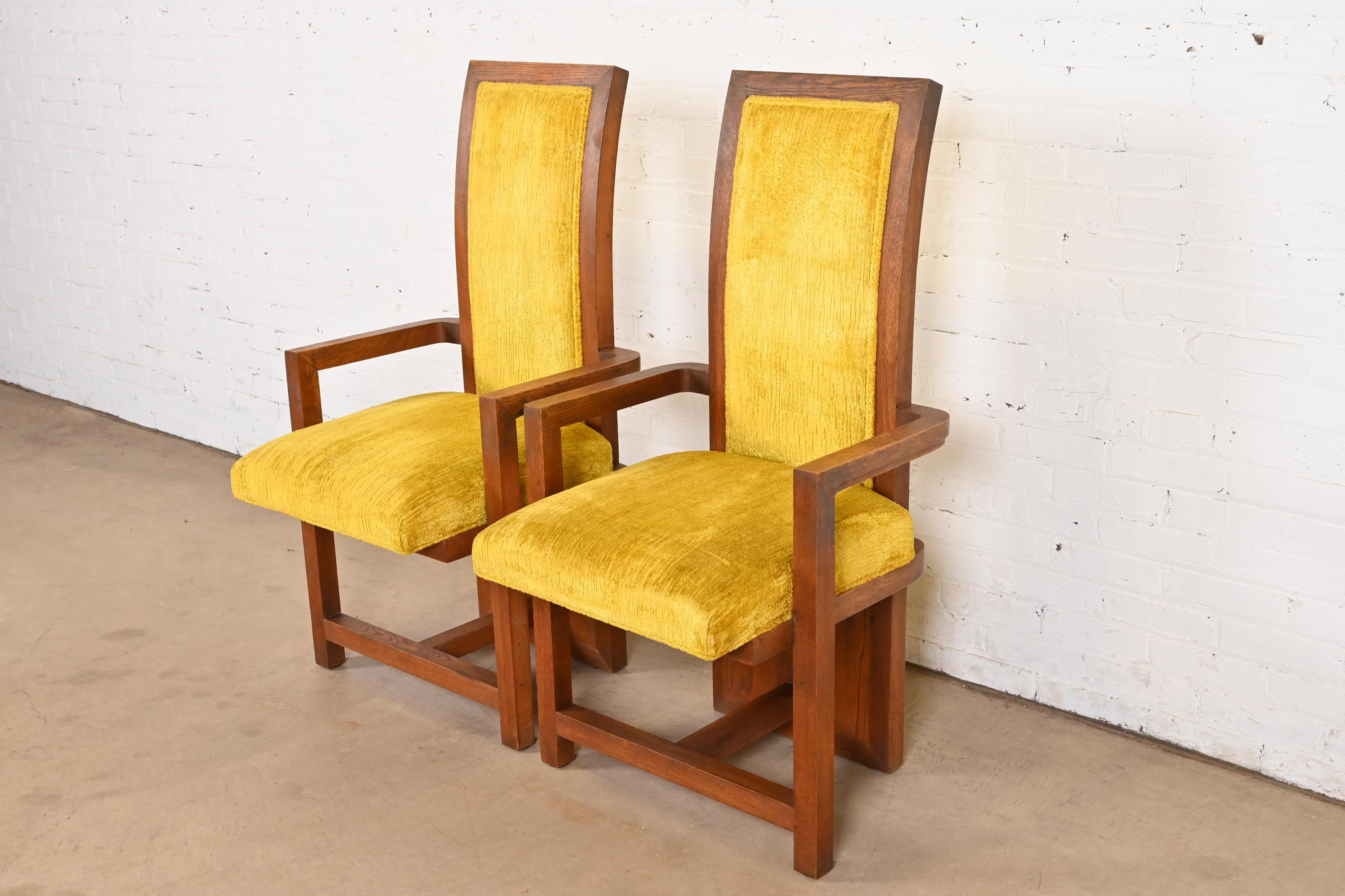 American Frank Lloyd Wright for Heritage Henredon Taliesin High Back Armchairs, Pair For Sale