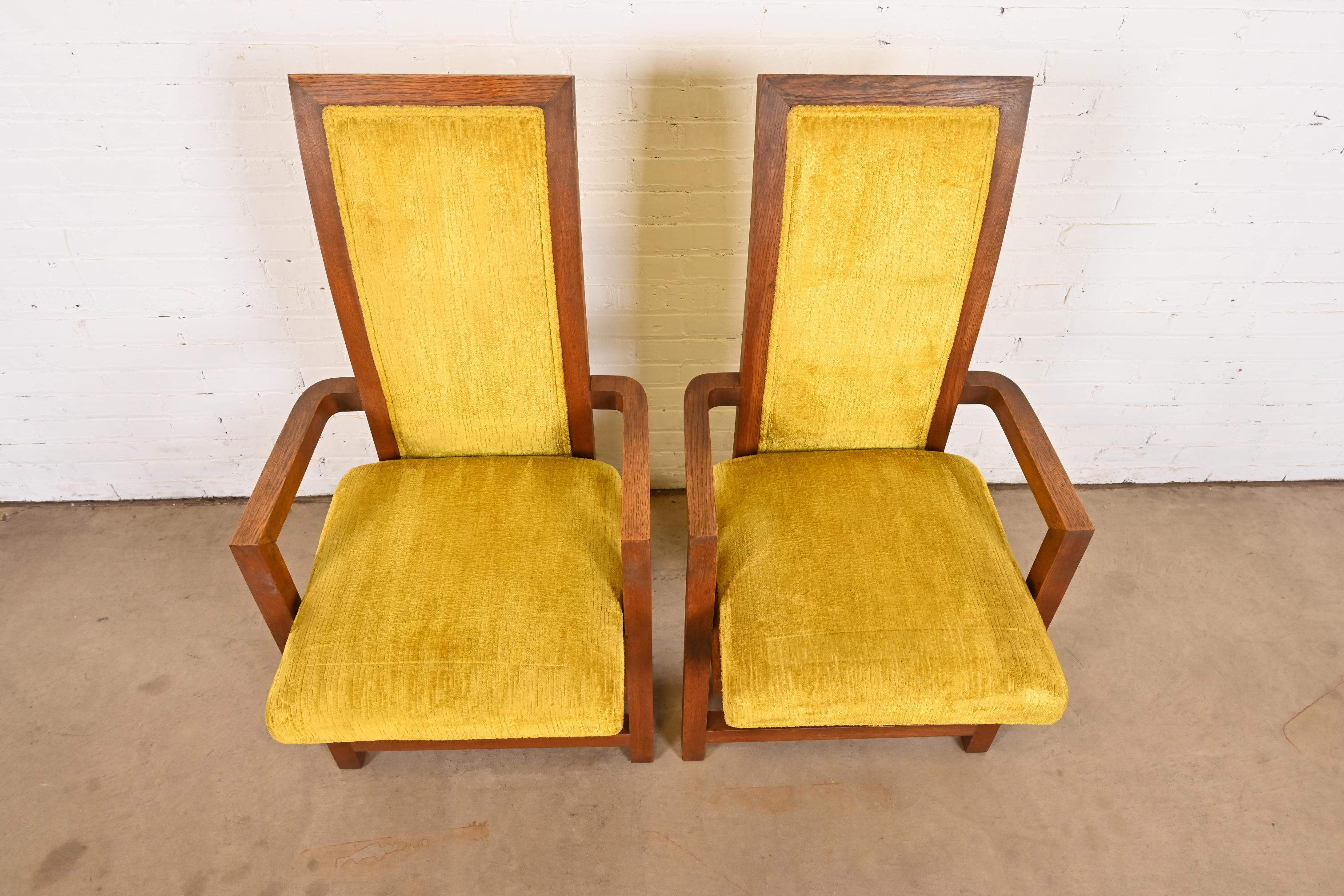 Mid-20th Century Frank Lloyd Wright for Heritage Henredon Taliesin High Back Armchairs, Pair For Sale