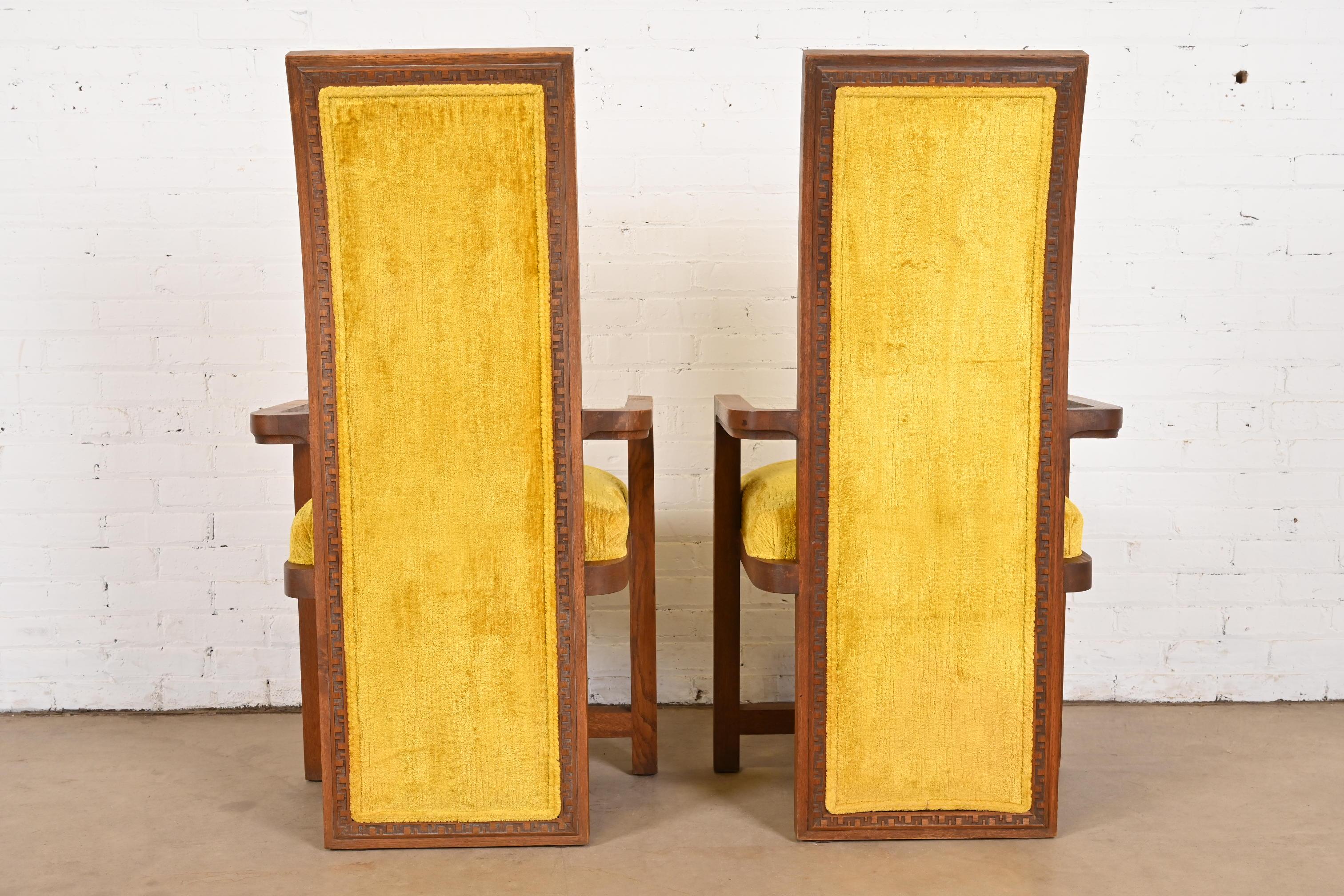 Frank Lloyd Wright for Heritage Henredon Taliesin High Back Armchairs, Pair For Sale 1