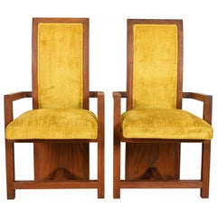 Frank Lloyd Wright for Heritage Henredon Taliesin High Back Armchairs, Pair