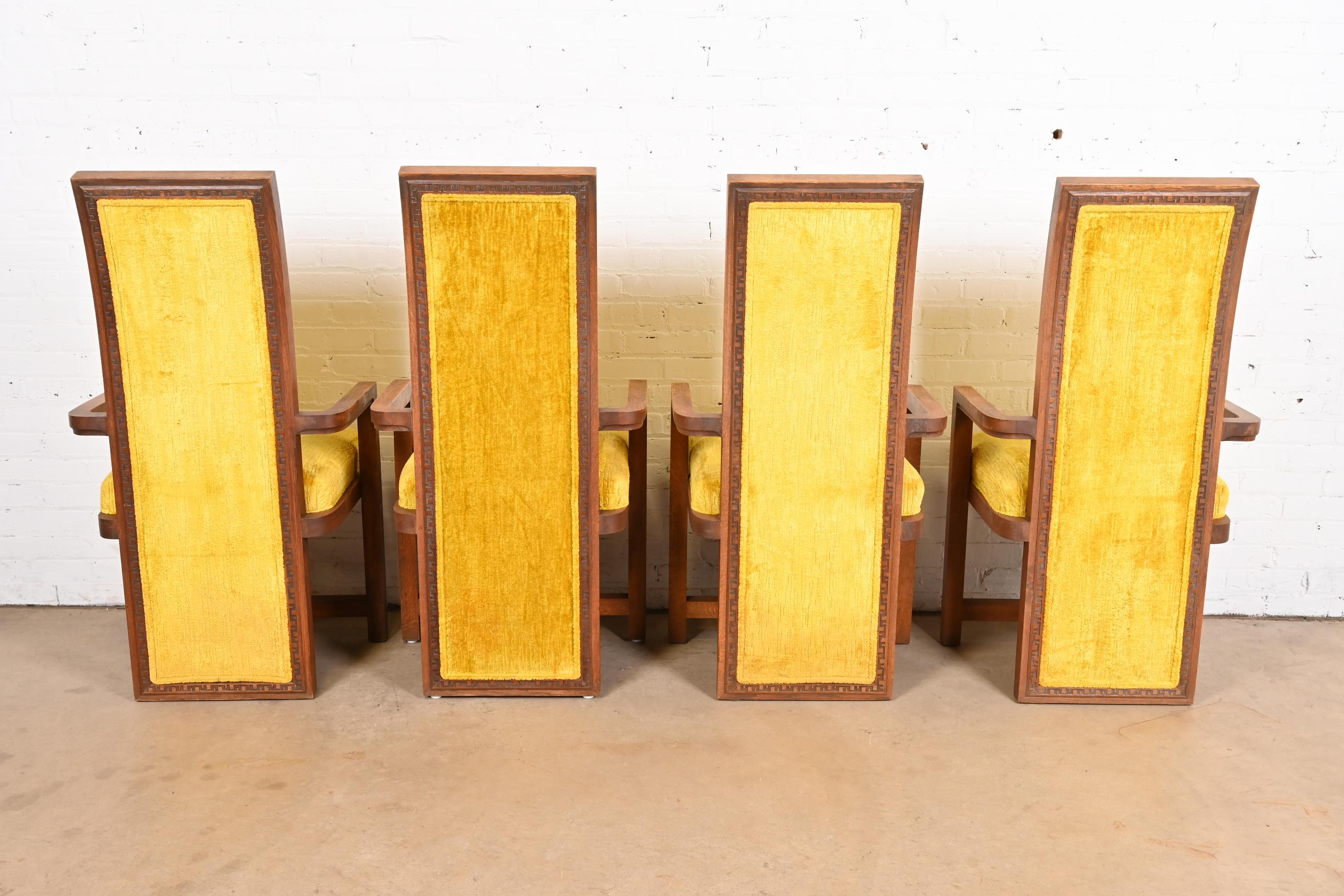 Tappezzeria Frank Lloyd Wright per Heritage Henredon Taliesin Poltrone con schienale alto, Set di 4 in vendita