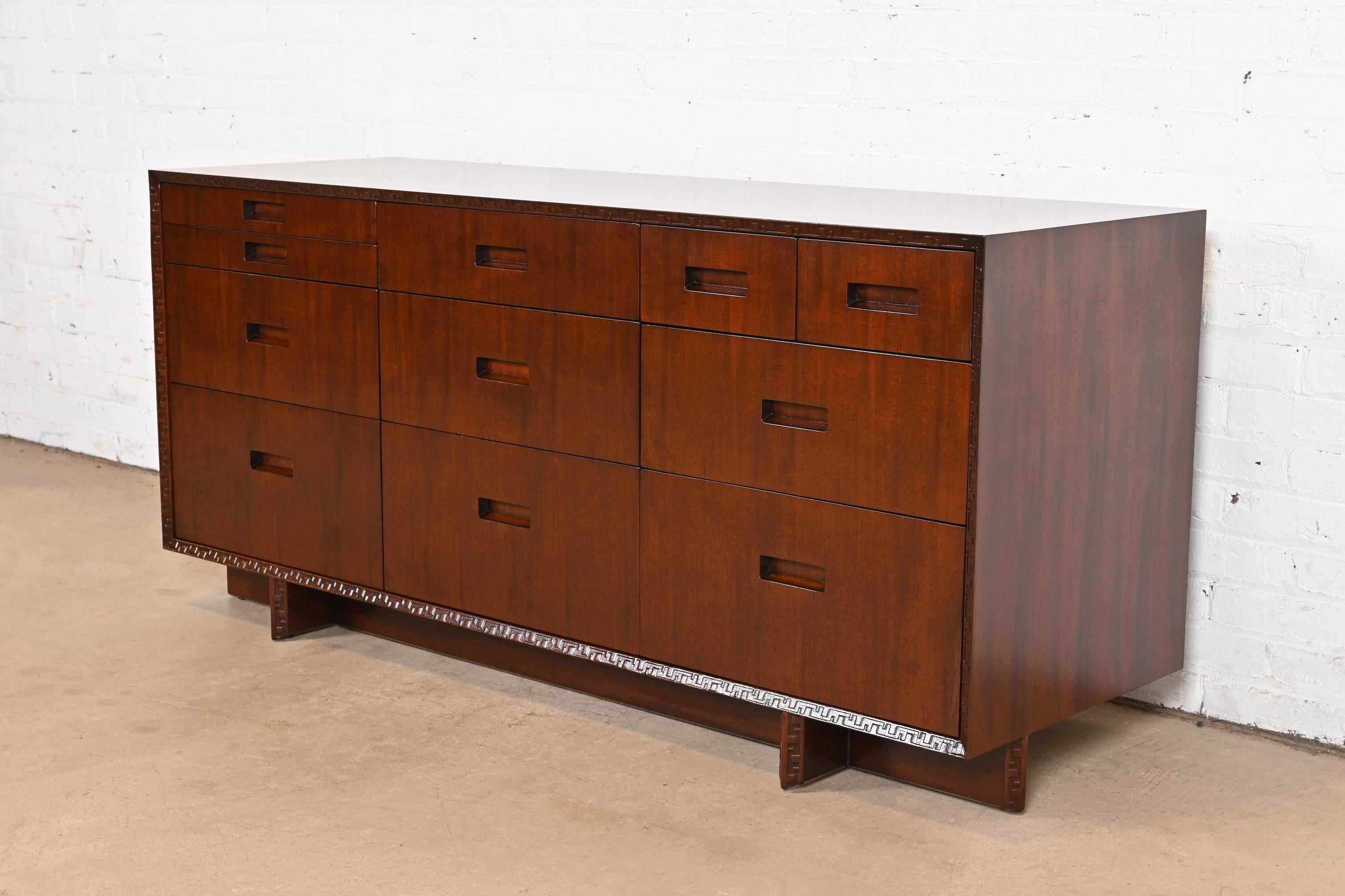 American Frank Lloyd Wright for Heritage Henredon Taliesin Mahogany Dresser or Credenza