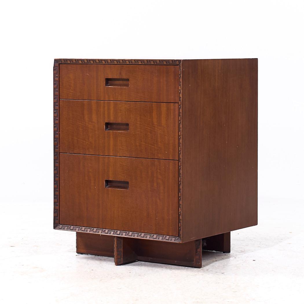 Mid-Century Modern Frank Lloyd Wright for Heritage Henredon Taliesin MCM Mahogany Nightstand For Sale
