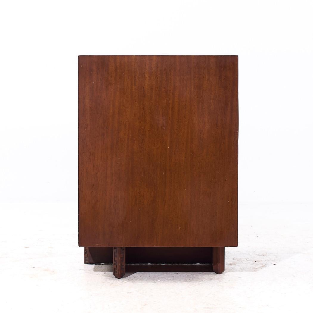 American Frank Lloyd Wright for Heritage Henredon Taliesin MCM Mahogany Nightstand For Sale
