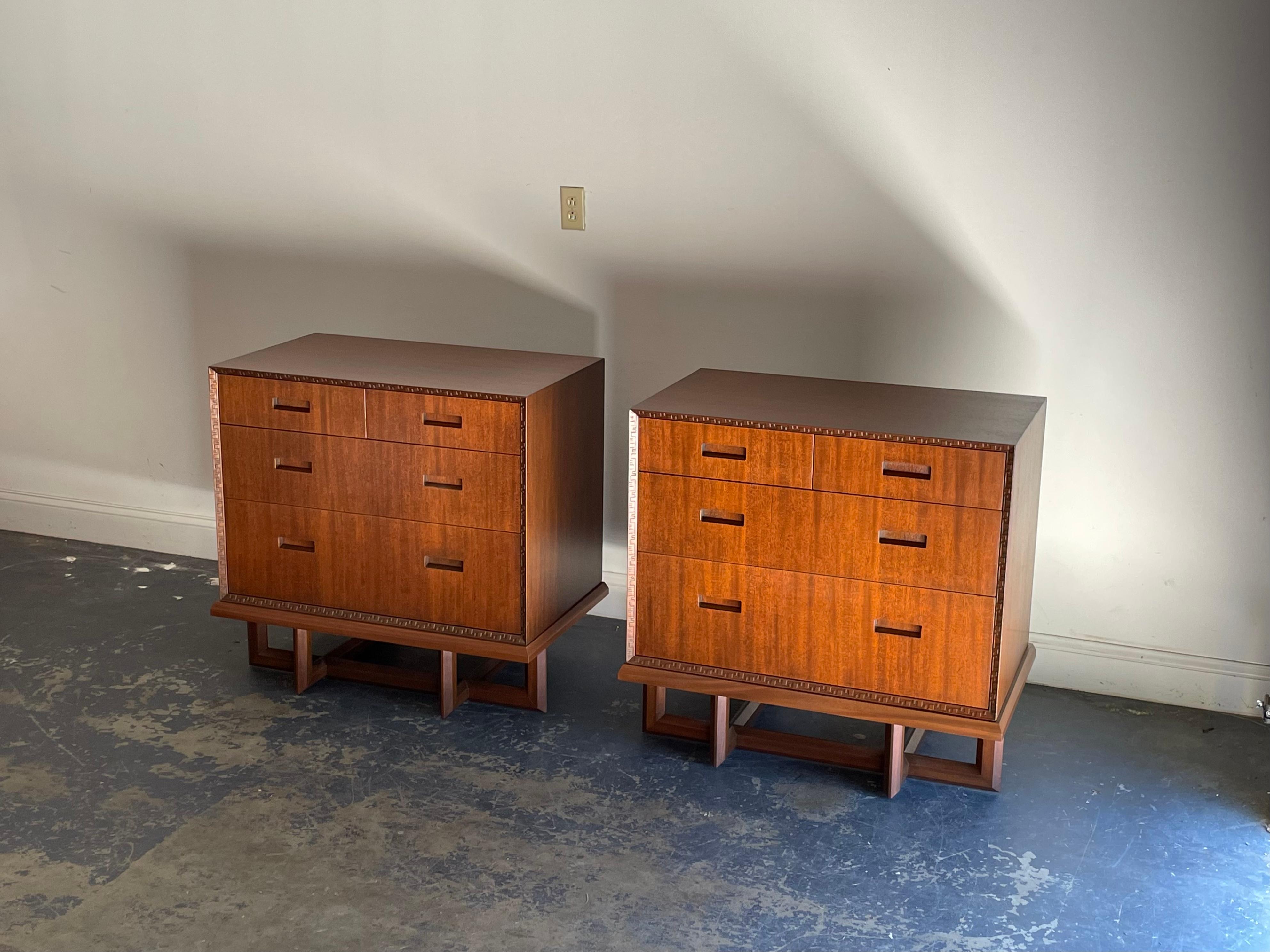 Mid-Century Modern Frank Lloyd Wright for Henredon “Taliesin” Pair of Cabinets/ Chests For Sale