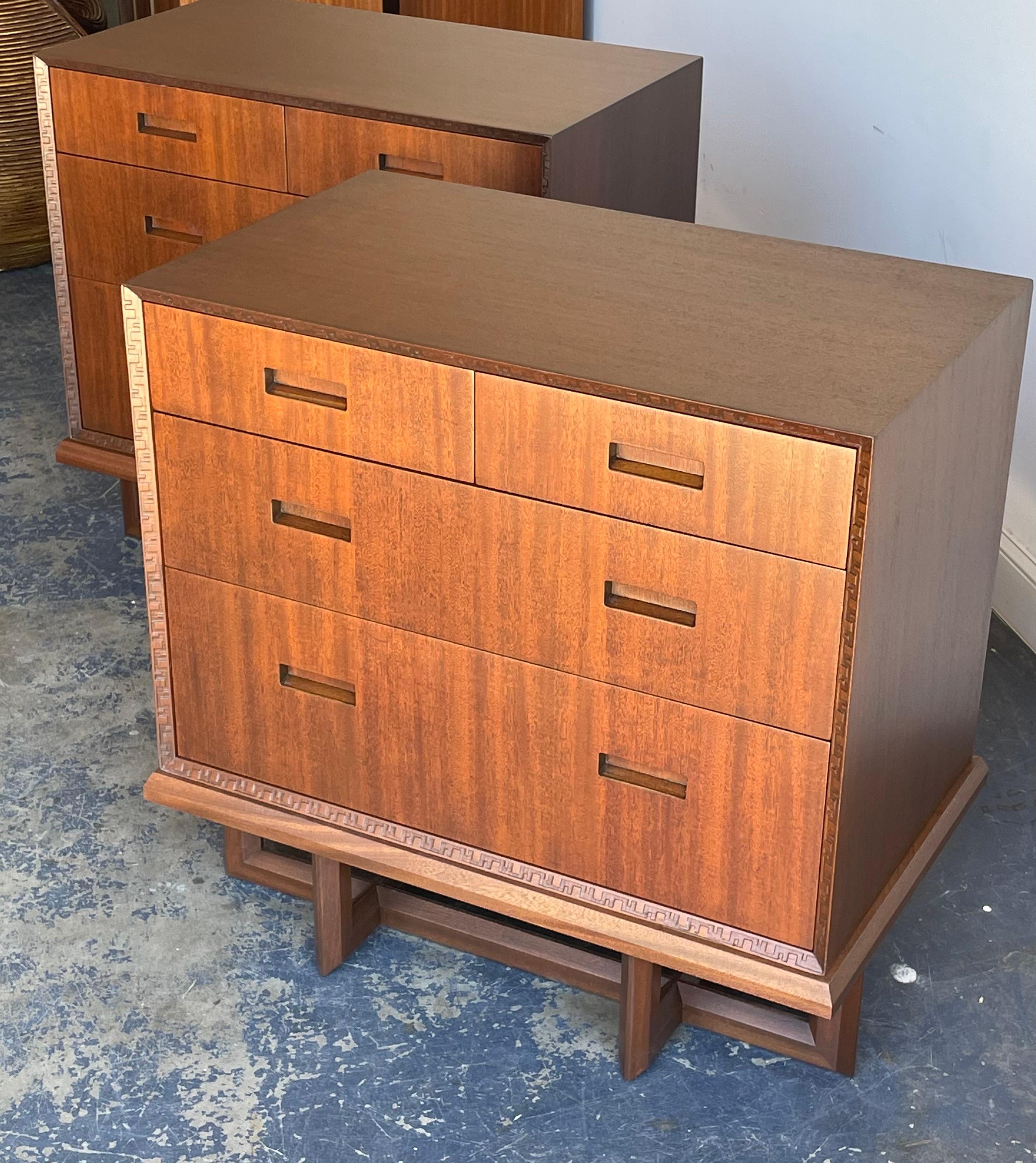 American Frank Lloyd Wright for Henredon “Taliesin” Pair of Cabinets/ Chests For Sale