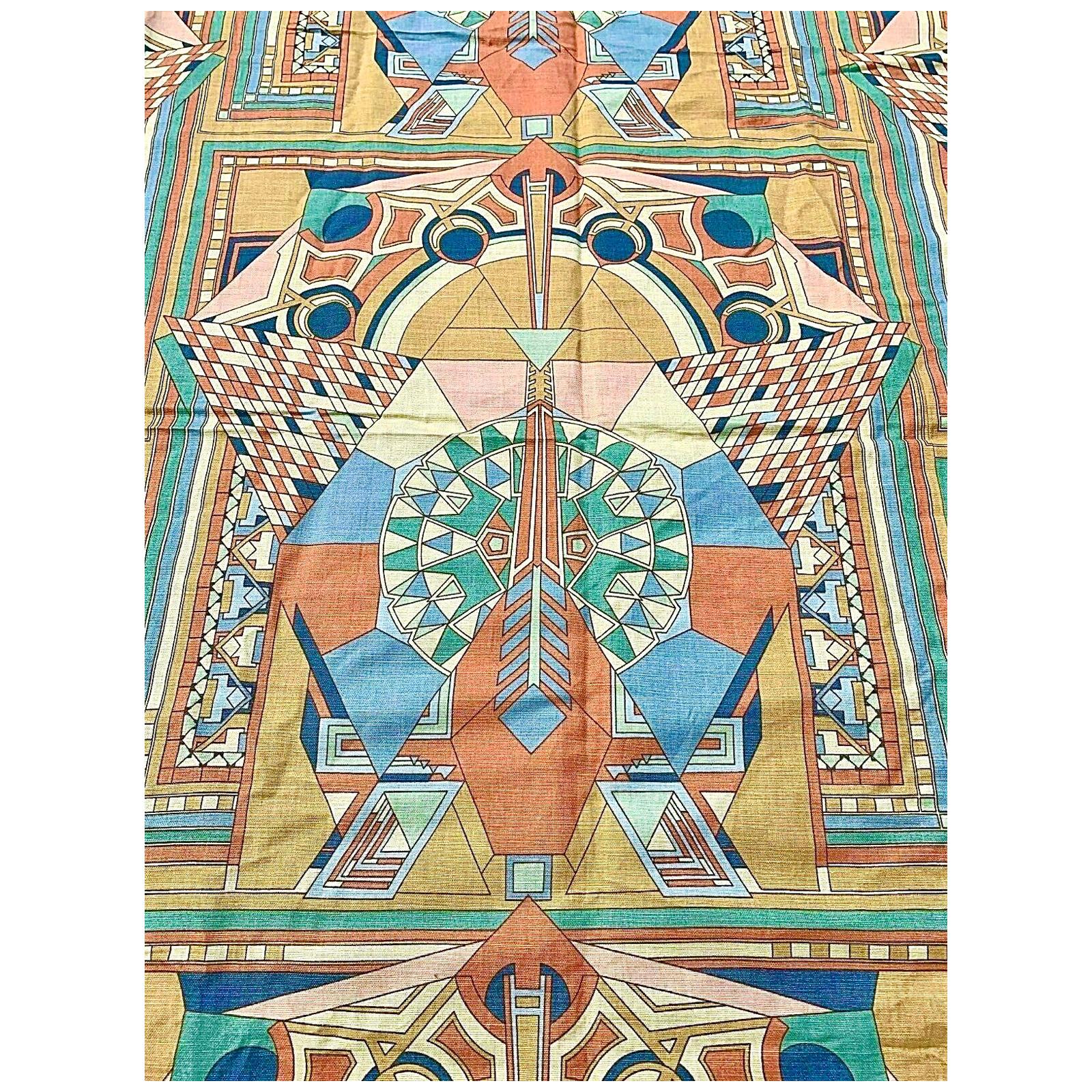 Frank Lloyd Wright for Schumacher, Imperial Peacock Textile Set, Curtain & Duvet