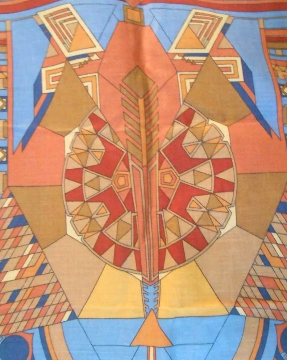Frank Lloyd Wright for Schumacher Tokyo Imperial Hotel Geometric Textile Frank Lloyd Wright for Schumacher Imperial Peacock Textile. 54