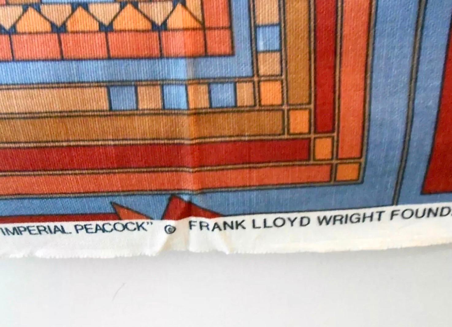 Prairie School Frank Lloyd Wright for Schumacher, Imperial Peacock, Tokyo, Textile Tapestry For Sale