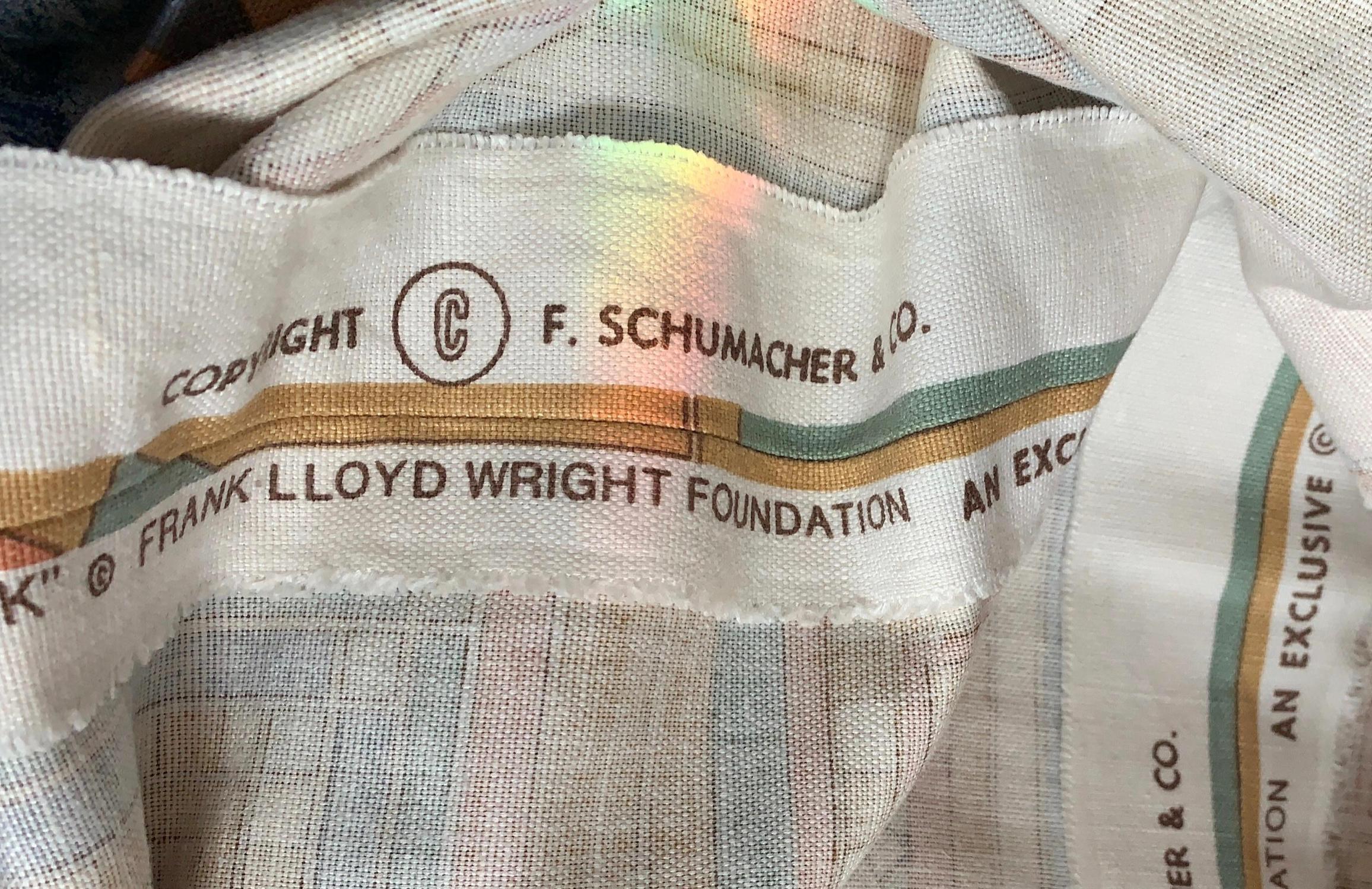 Frank Lloyd Wright for Schumacher, Imperial Peacock, Tokyo, Textile Tapestry In Good Condition For Sale In Brooklyn, NY