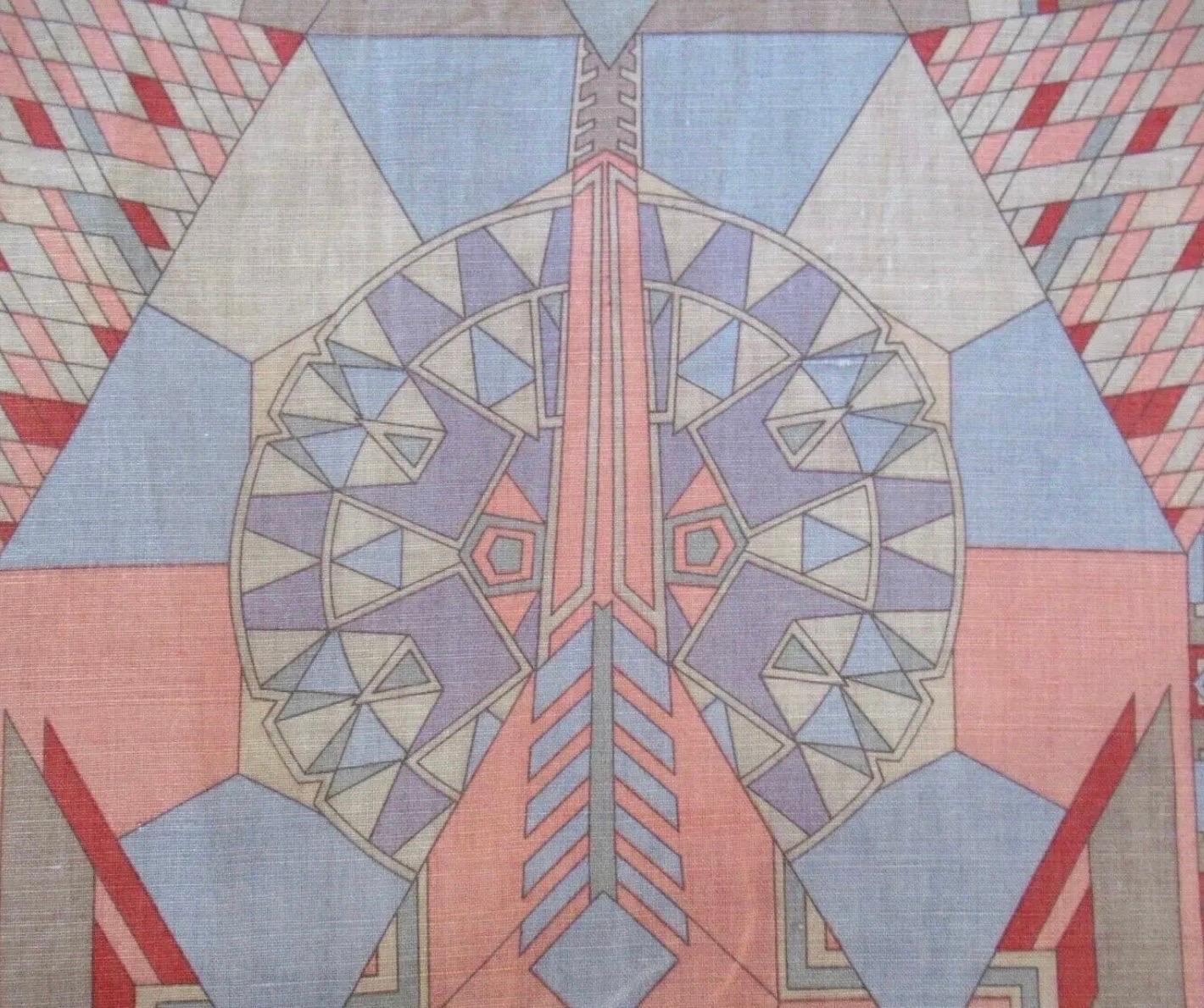 Frank Lloyd Wright for Schumacher Imperial Tokyo Textile, 3 yards, 1950’s USA. For Sale 4