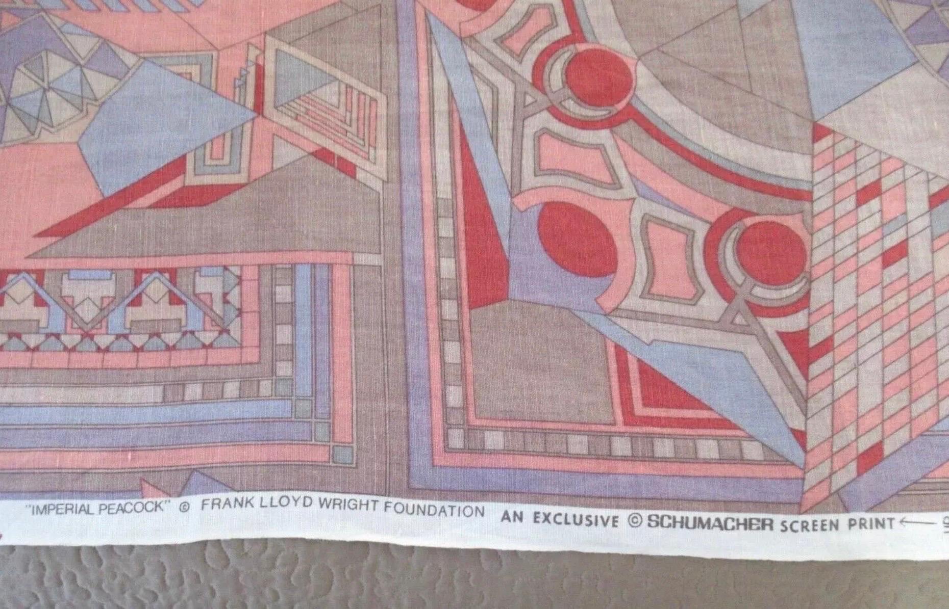 Frank Lloyd Wright for Schumacher Imperial Tokyo Textile, 3 yards, 1950’s USA. 3 continuous yards 