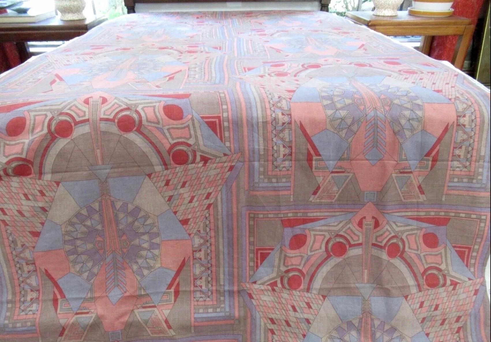 Mid-Century Modern Frank Lloyd Wright for Schumacher Imperial Tokyo Textile, 3 yards, 1950’s USA. For Sale