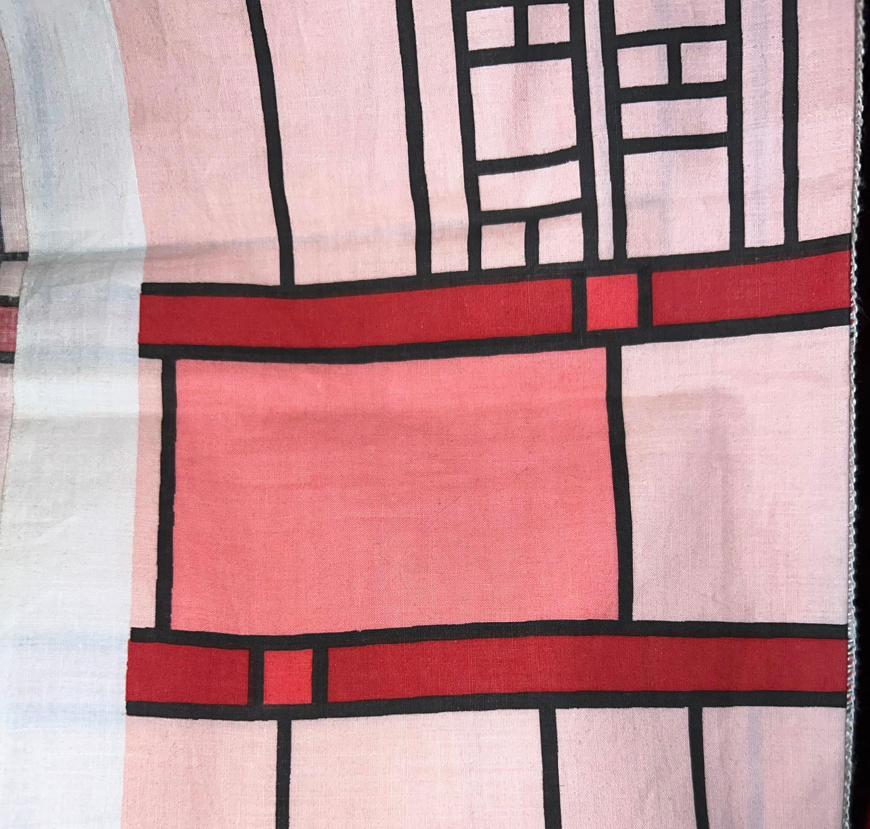 Frank Lloyd Wright for Schumacher Taliesin Design 107 Lotus Pink Textile, 1956 In Good Condition In Brooklyn, NY