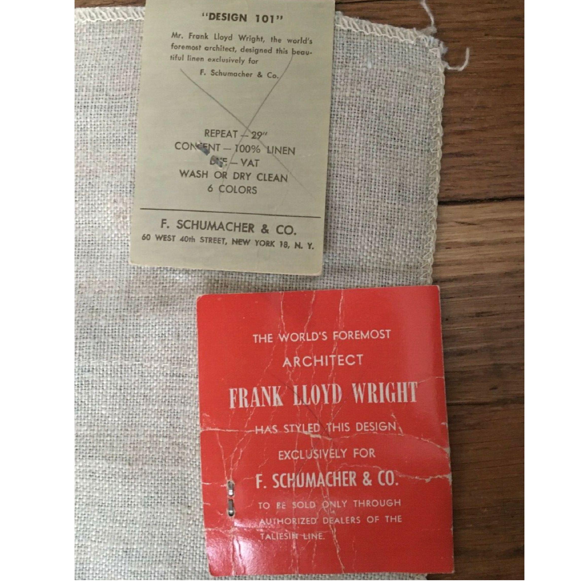 Frank Lloyd Wright for Schumacher Taliesin Textile, Tapestry Swatch, Blue, 1955 In Good Condition In Brooklyn, NY