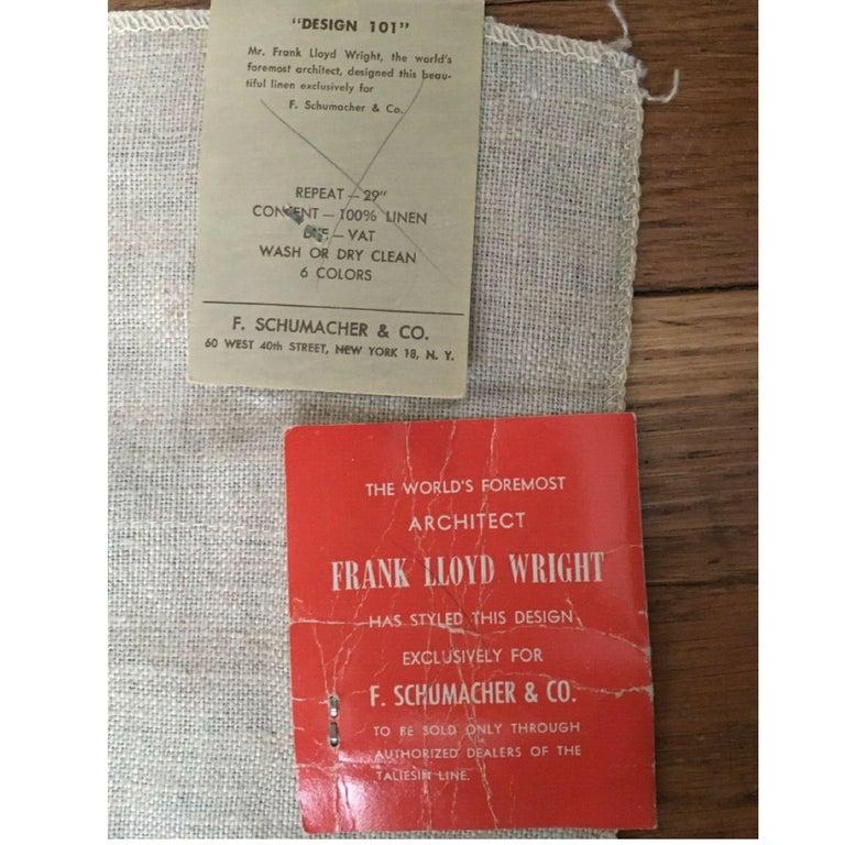 Frank Lloyd Wright für Schumacher Taliesin Textile, Tapestry Swatch, Blau, 1955 (20. Jahrhundert) im Angebot