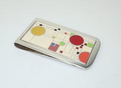 Frank Lloyd Wright For Tiffany & Co. Sterling Silver Enamel Money Clip