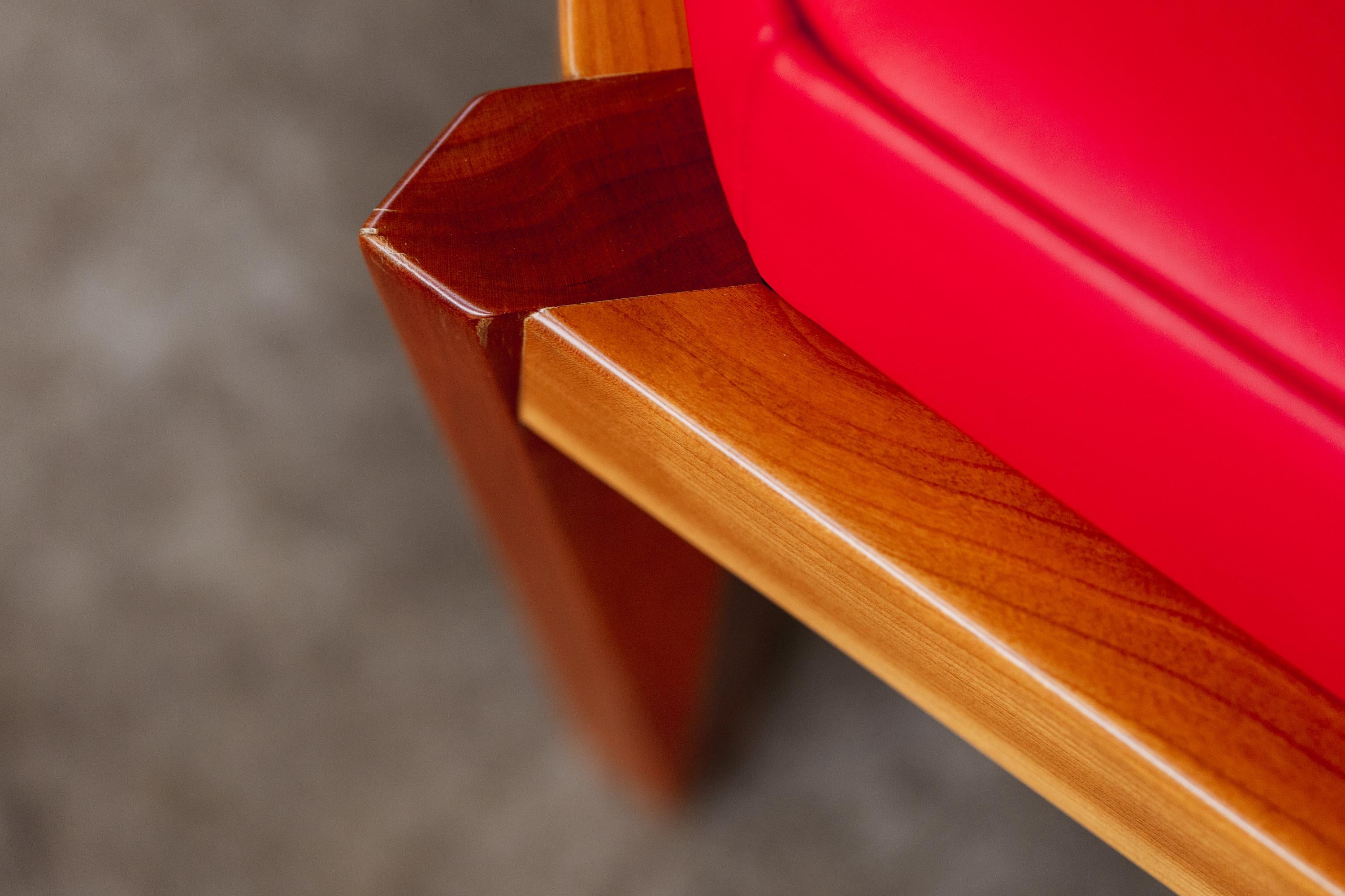 Frank Lloyd Wright Friedman Lounge-Sessel für Cassina, rotes Leder, 1956 im Angebot 3