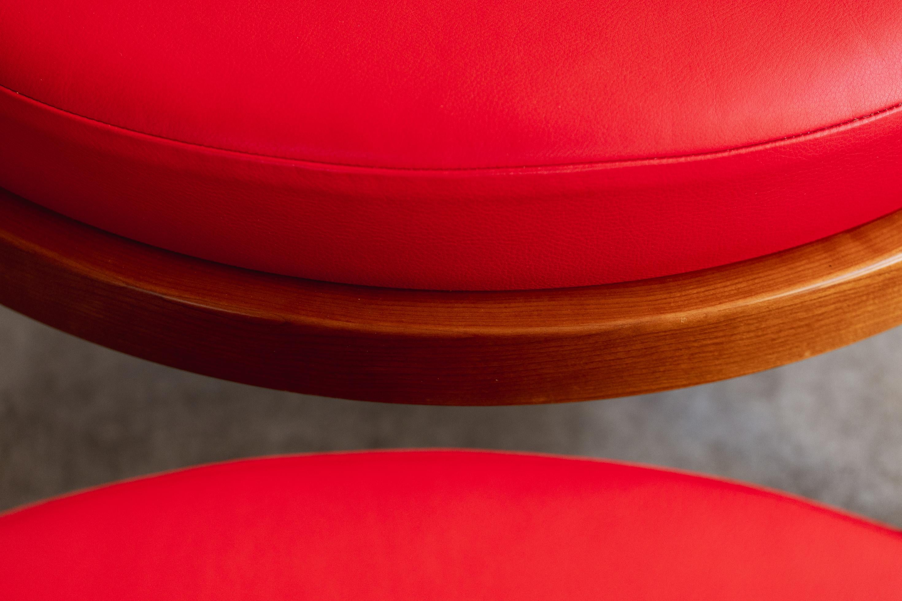 Frank Lloyd Wright Friedman Lounge-Sessel für Cassina, rotes Leder, 1956 im Angebot 5