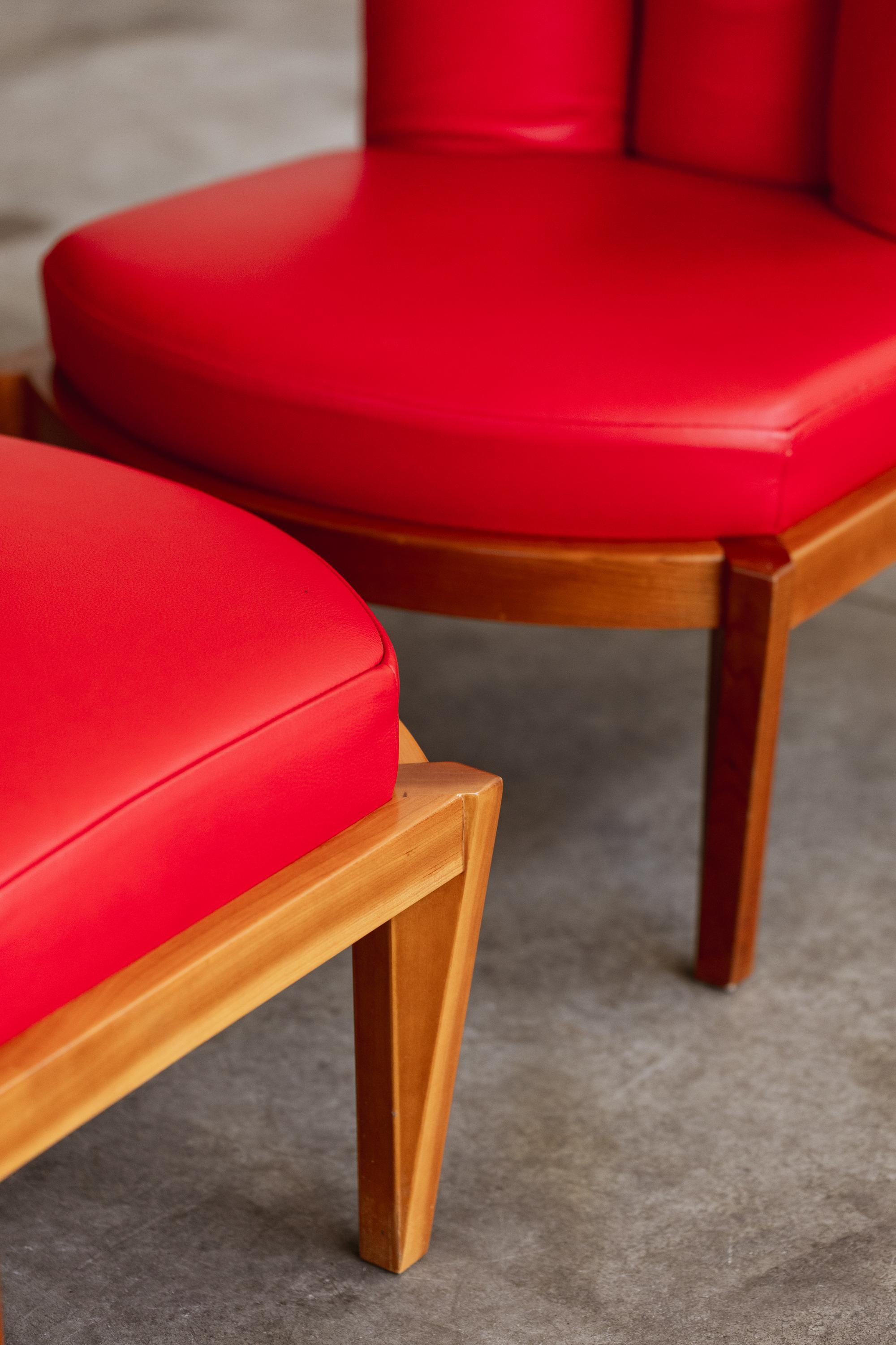 Frank Lloyd Wright Friedman Lounge-Sessel für Cassina, rotes Leder, 1956 (Moderne der Mitte des Jahrhunderts) im Angebot