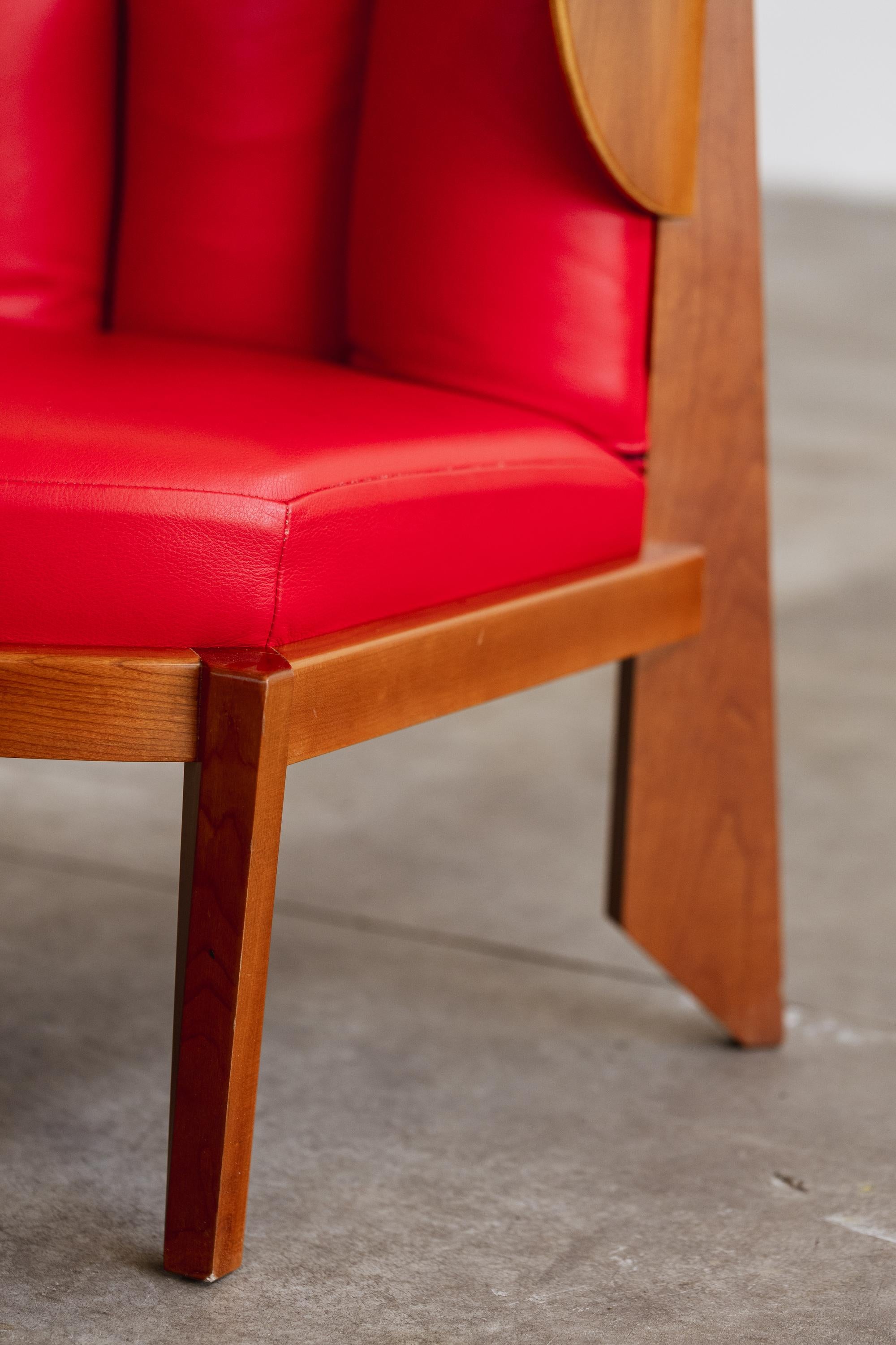 Frank Lloyd Wright Friedman Lounge-Sessel für Cassina, rotes Leder, 1956 (Mitte des 20. Jahrhunderts) im Angebot