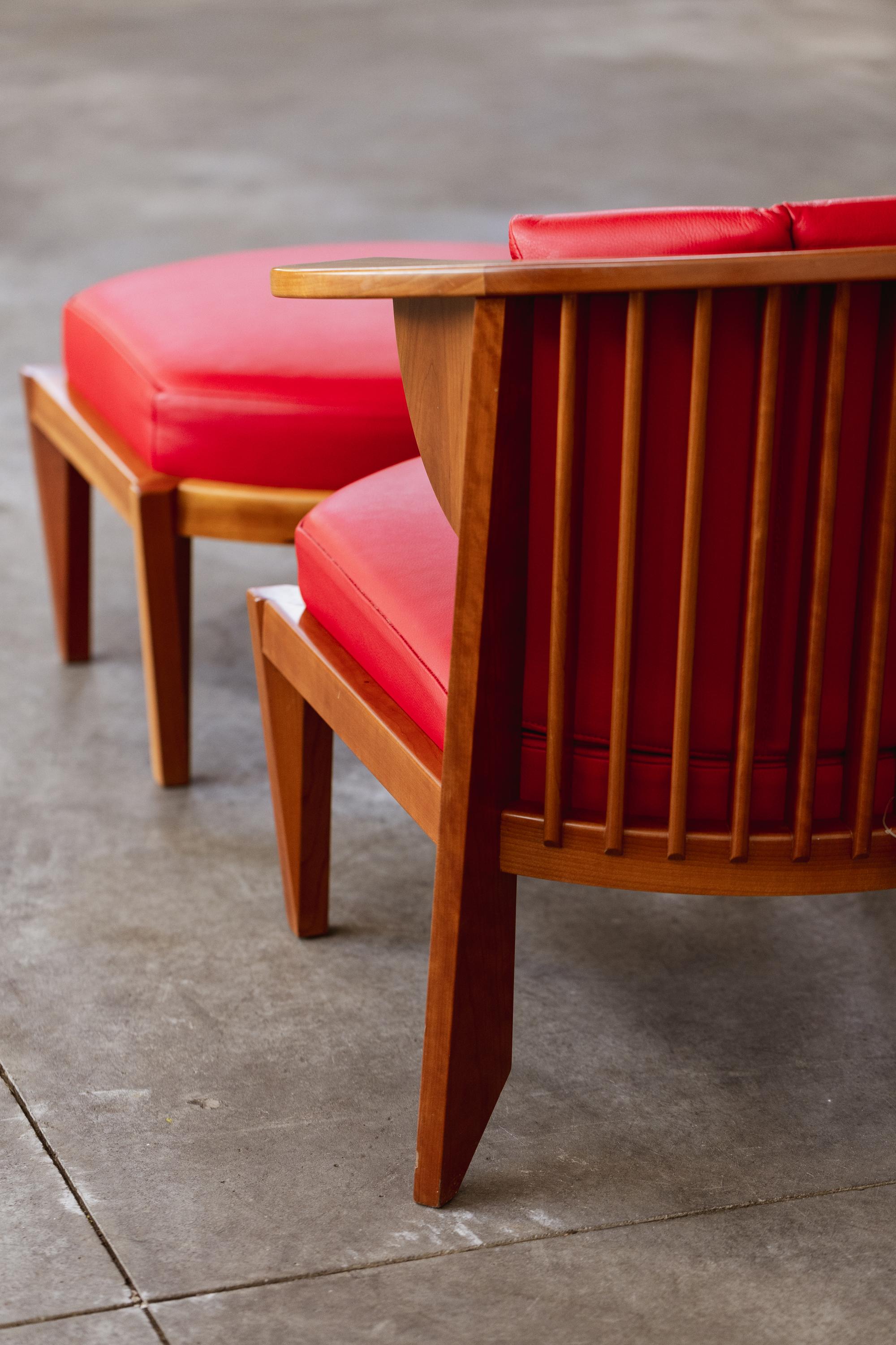 Frank Lloyd Wright Friedman Lounge-Sessel für Cassina, rotes Leder, 1956 im Angebot 2