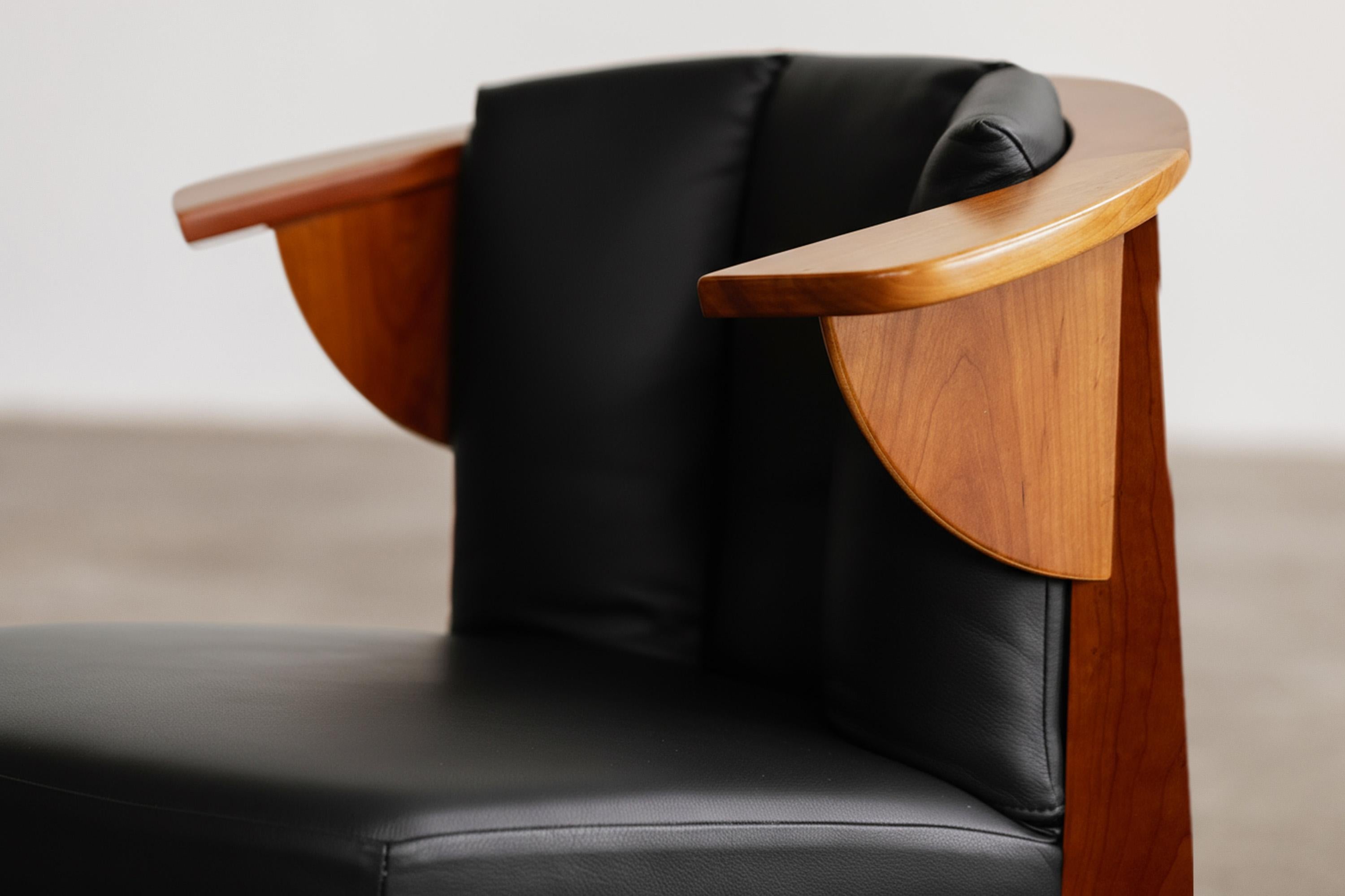 Frank Lloyd Wright “Friedman” Lounge Set for Cassina, Black Leather, 1956 en vente 1