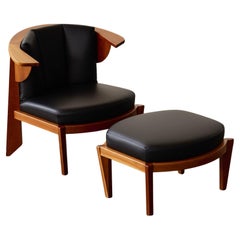 Frank Lloyd Wright “Friedman” Lounge Set for Cassina, Black Leather, 1956