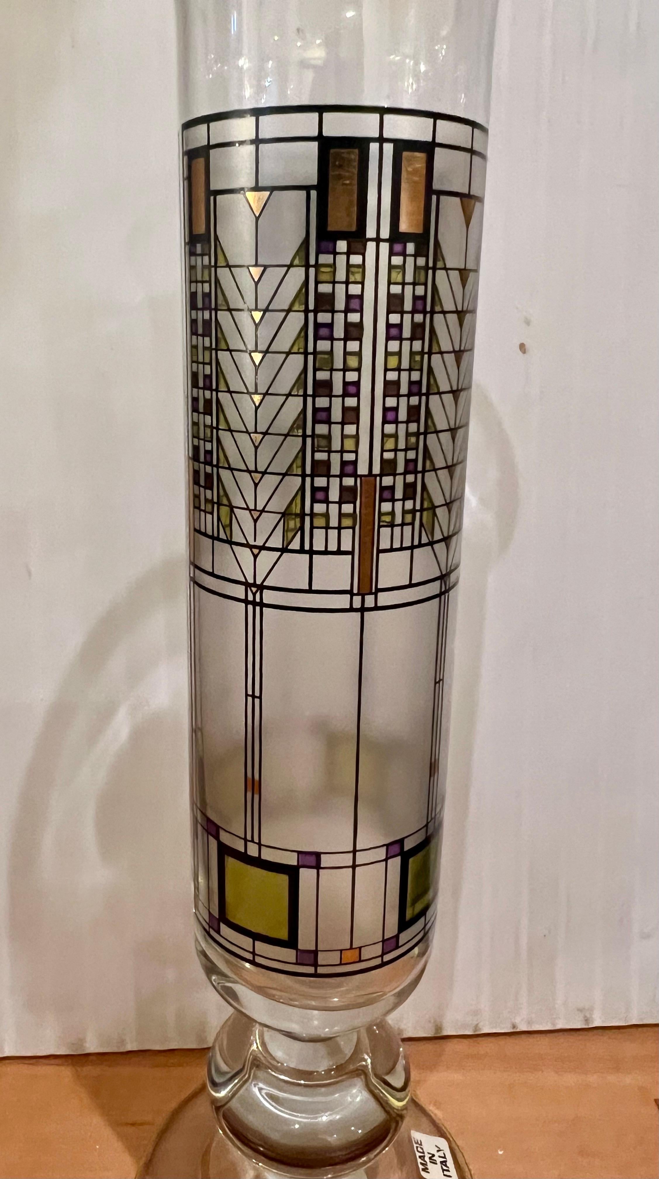 Arts and Crafts Vase en verre « Tree of life » de Frank Lloyd Wright, partie de la série Omaggio en vente