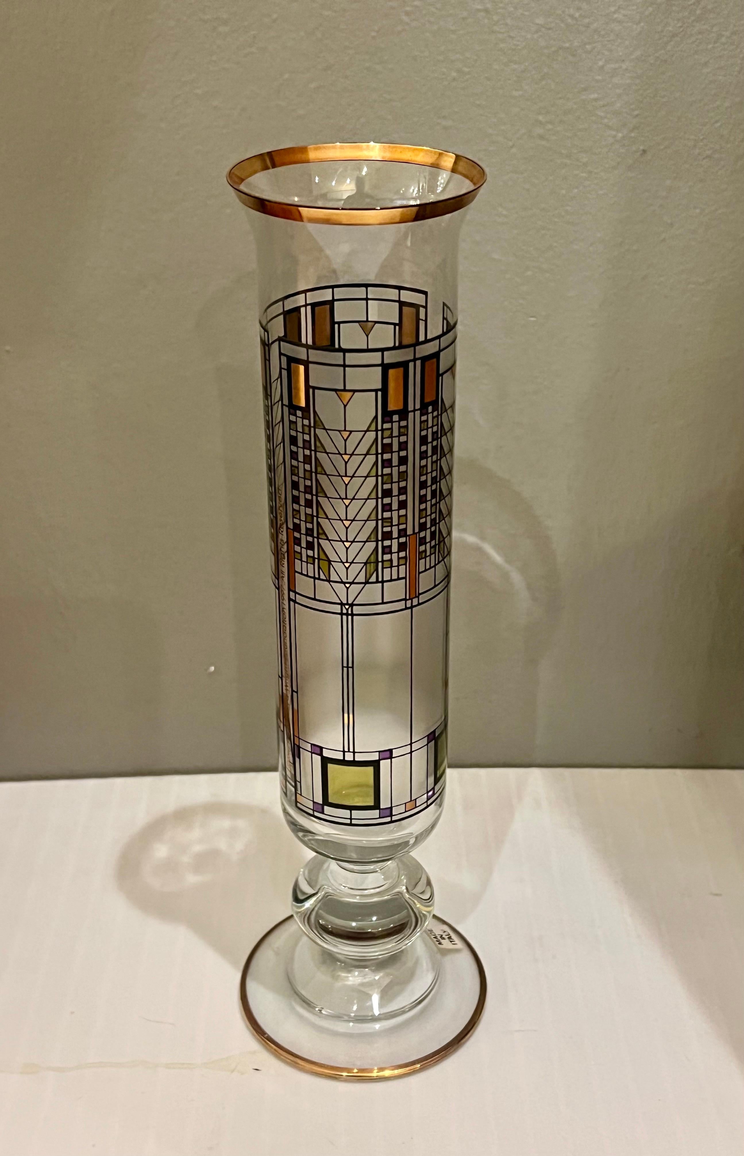 20ième siècle Vase en verre « Tree of life » de Frank Lloyd Wright, partie de la série Omaggio en vente