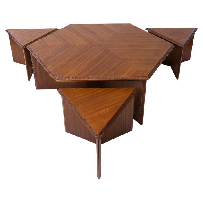 Frank Lloyd Wright for Heritage Henredon Coffee Table and Side Tables ...