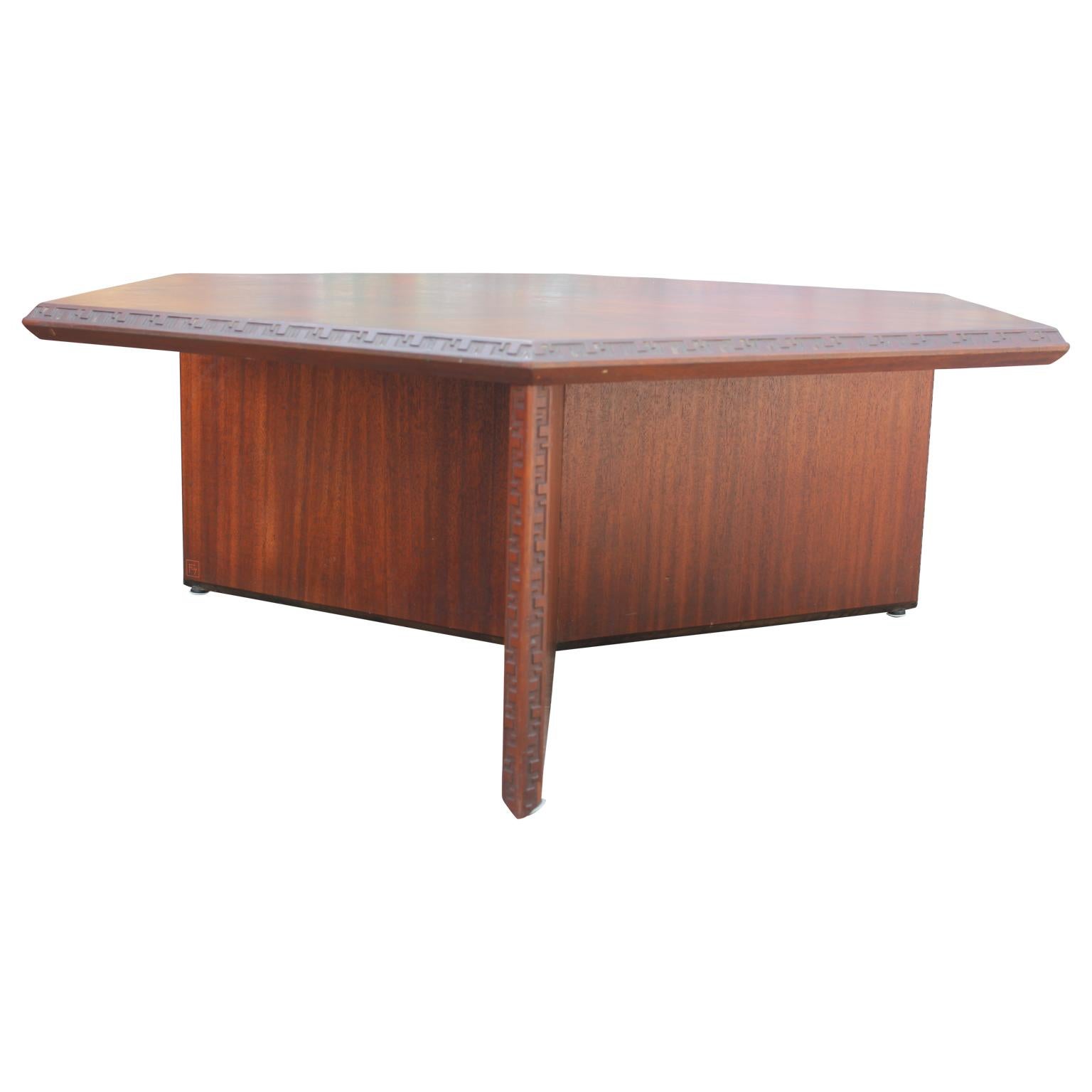 Mid-Century Modern Frank Lloyd Wright Hexagonal Coffee Table for Heritage-Henredon