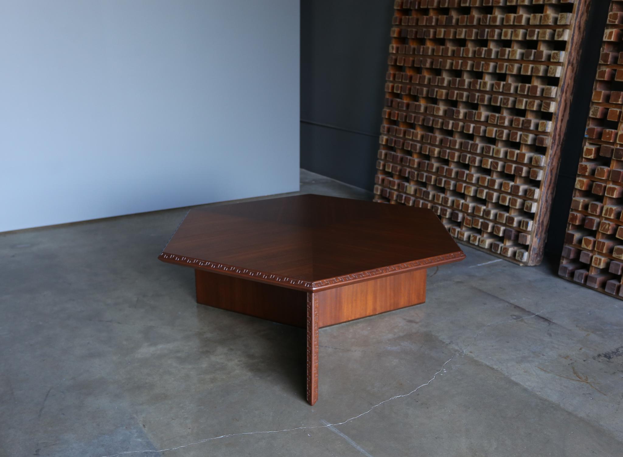 Frank Lloyd Wright Hexagonal Taliesin Coffee Table, circa 1955 3