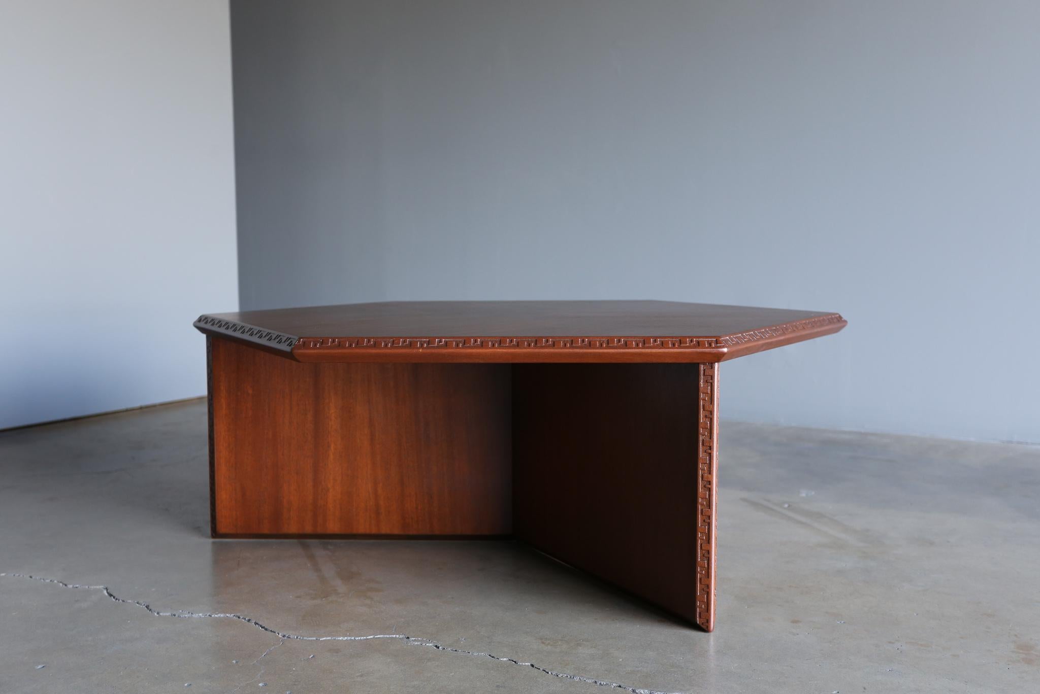 Frank Lloyd Wright Hexagonal Taliesin Coffee Table, circa 1955 1