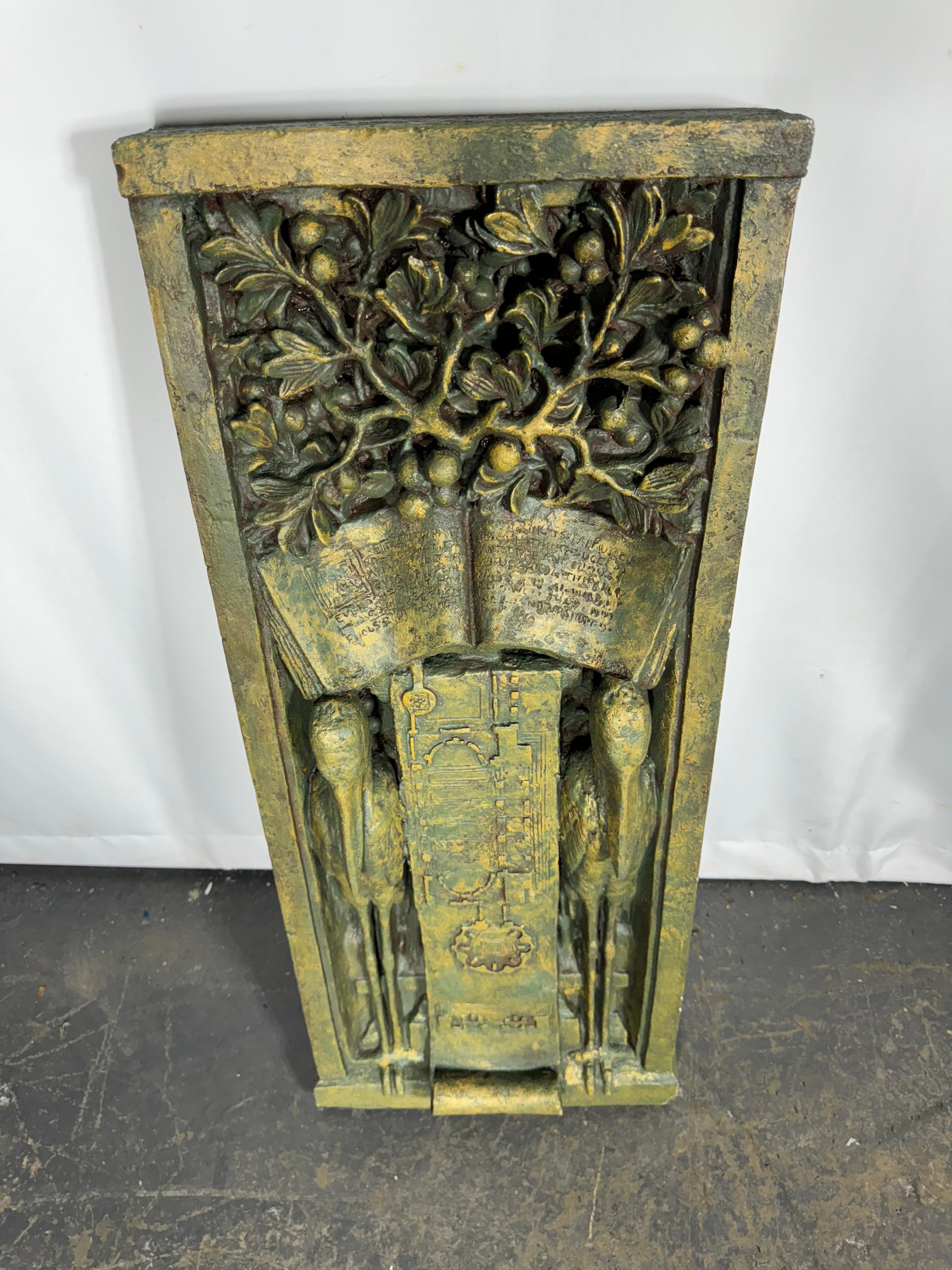 Painted Frank Lloyd Wright Home & Studio foundation Ornamental Cast relief