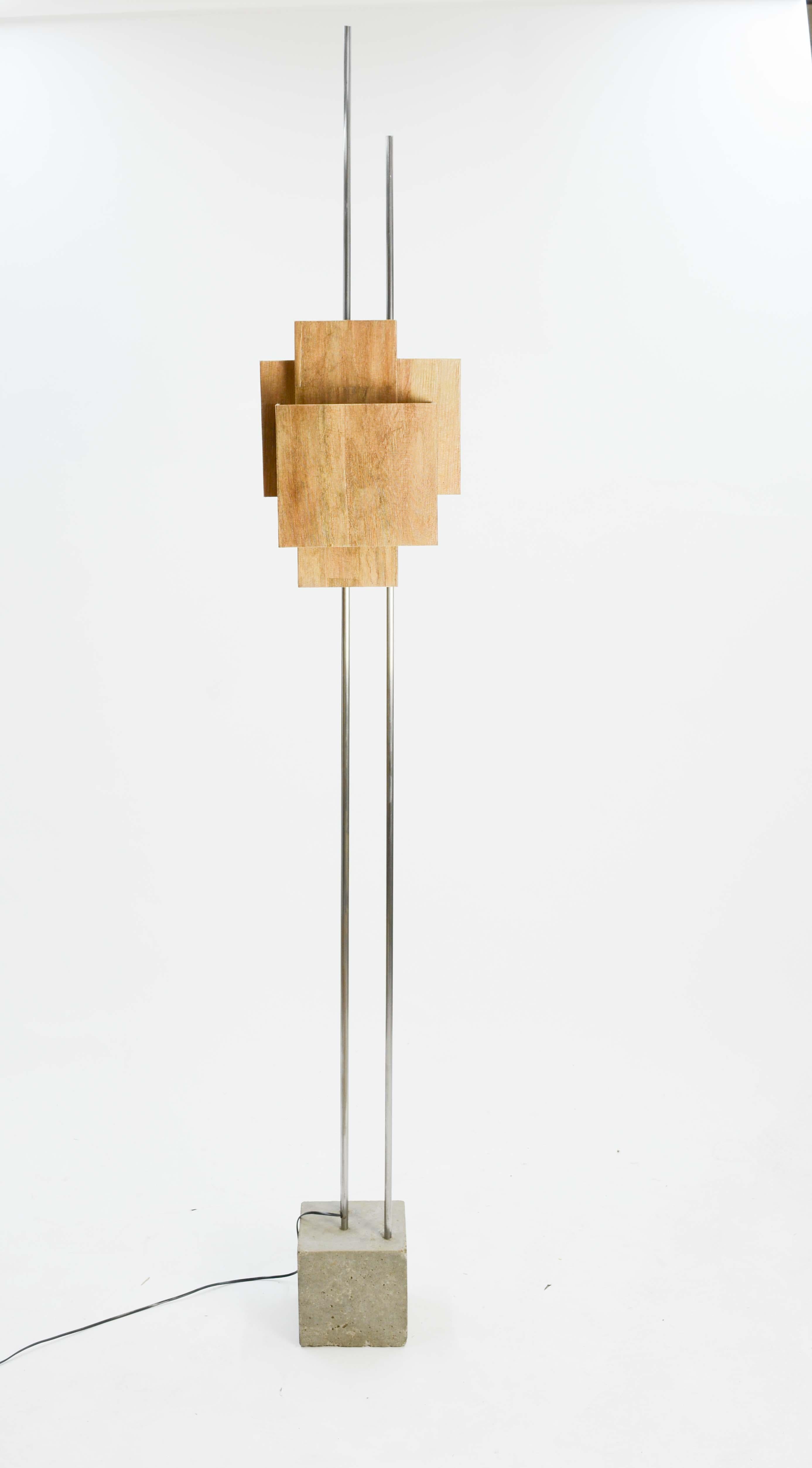 Mid-Century Modern Frank Lloyd Wright Inspired Floor Lamp by Lighting Artisan Jamie Voilette For Sale
